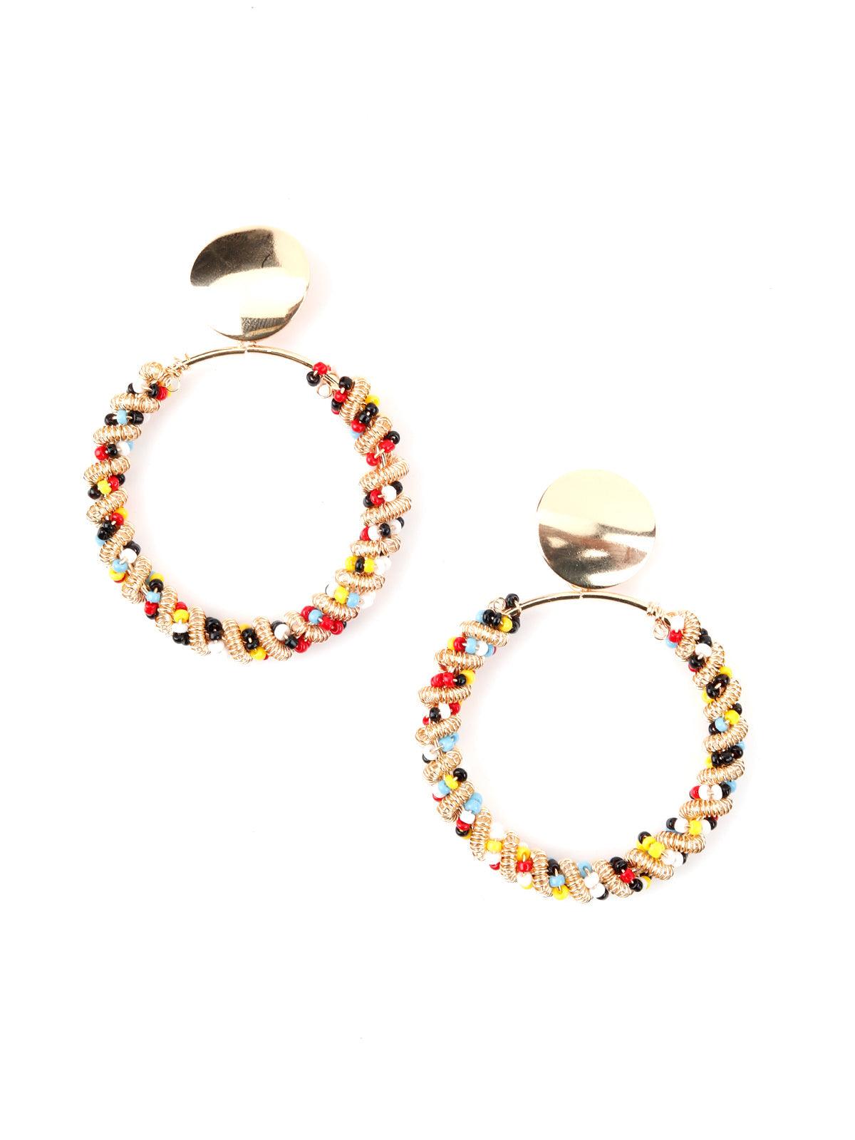 Women's Round Multicolor Beaded Dangle Earrings - Odette