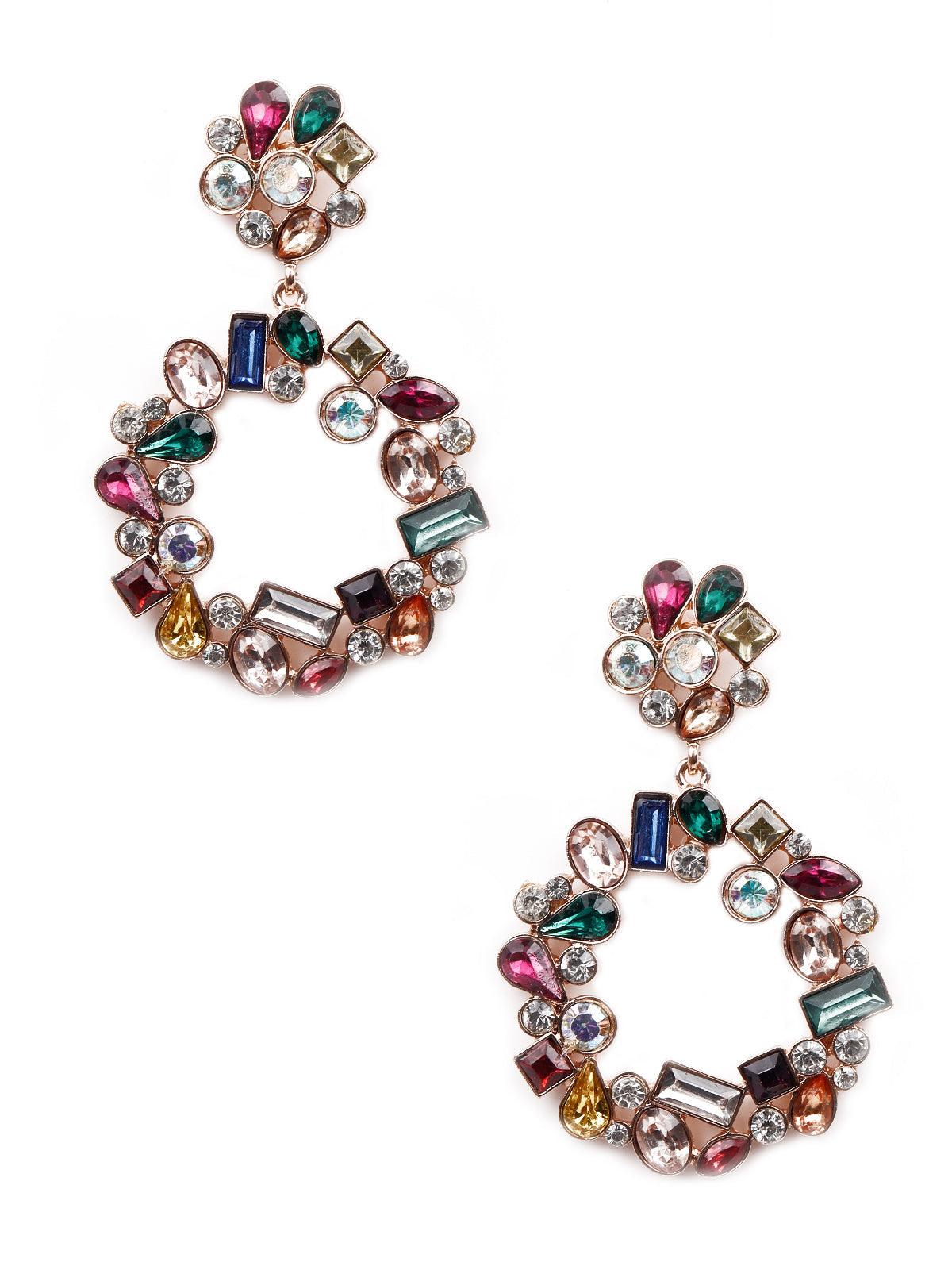 Women's Rounded Artificial Crystal-Embellished Statement Earrings - Odette