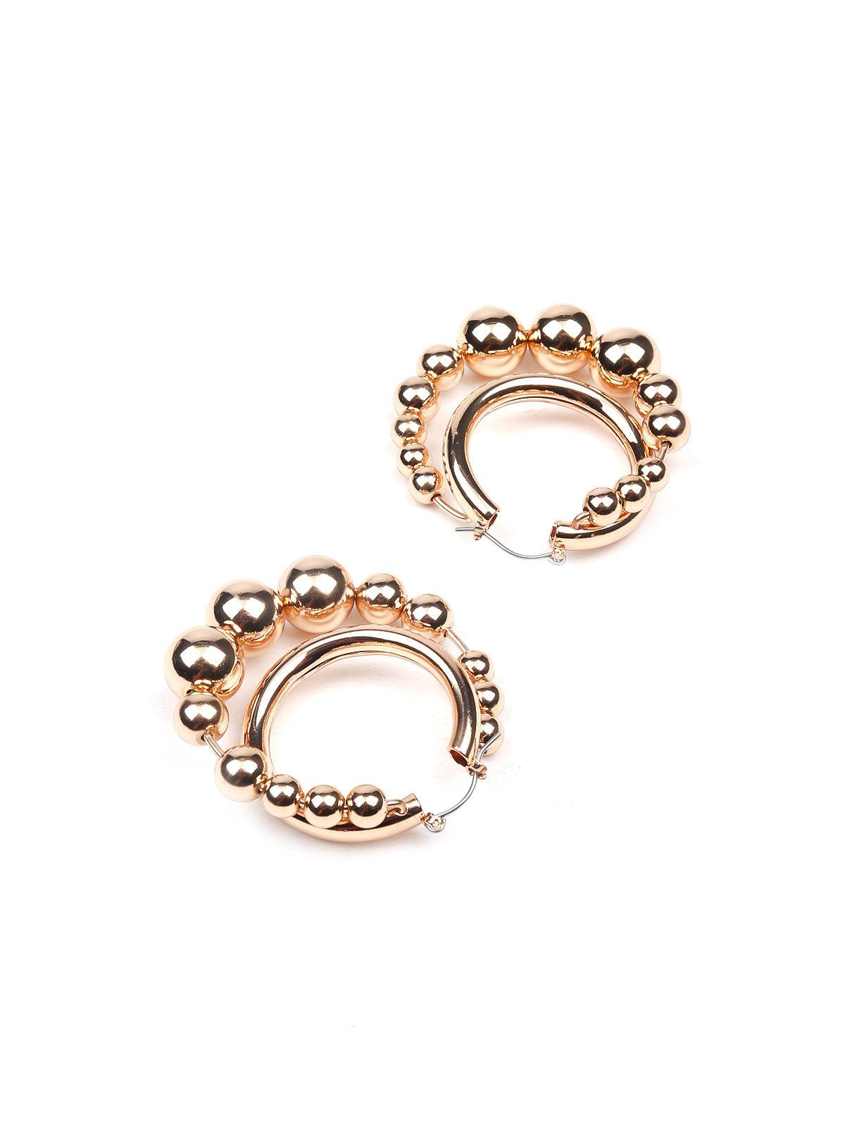 Women's Rounded Gold-Tone Beaded Statement Earrings - Odette