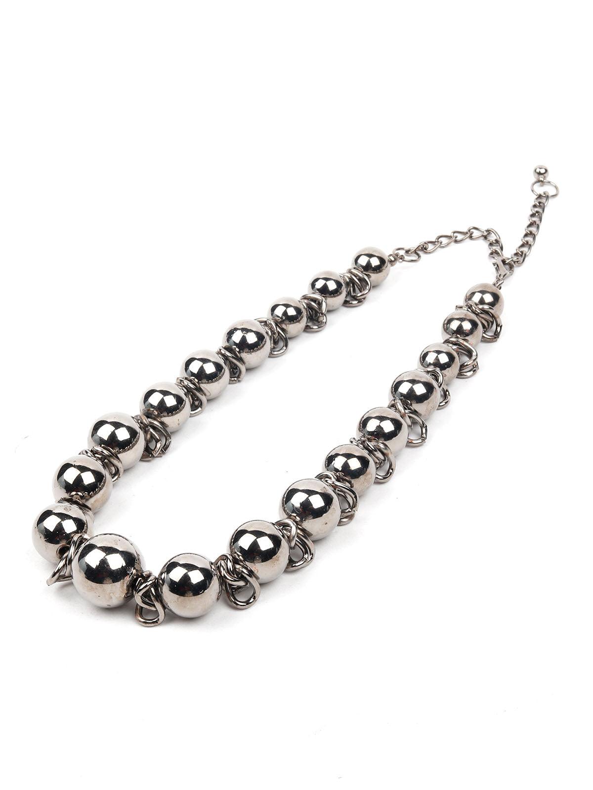 Women's Rounded Silver Statement Necklace - Odette