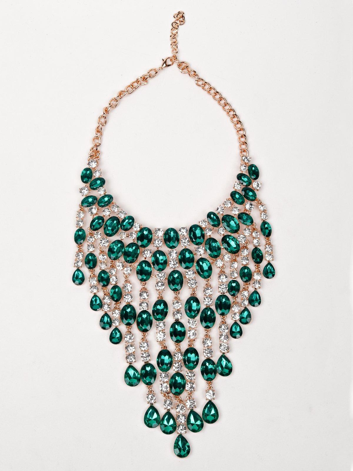 Women's Royal Emerald Crystal Drop Tassel Necklace - Odette