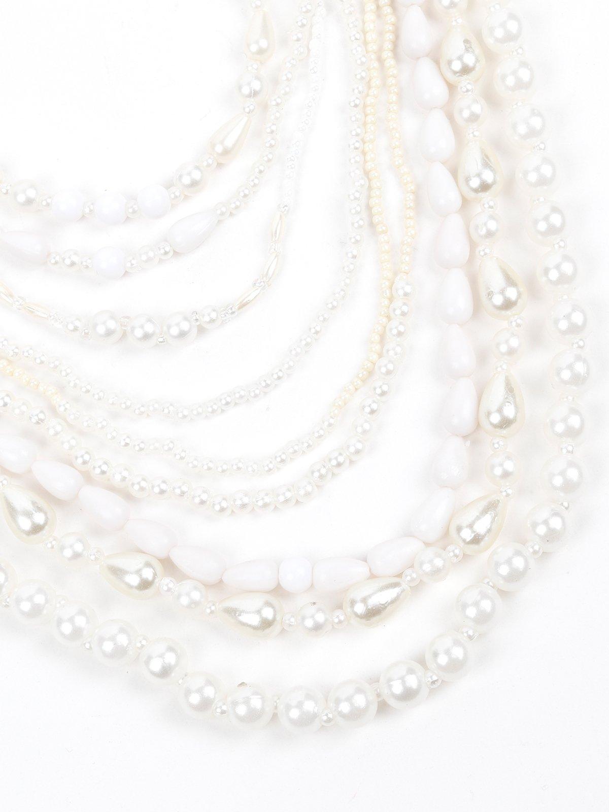 Women's Royal Multi-Strands White Beaded Necklace - Odette