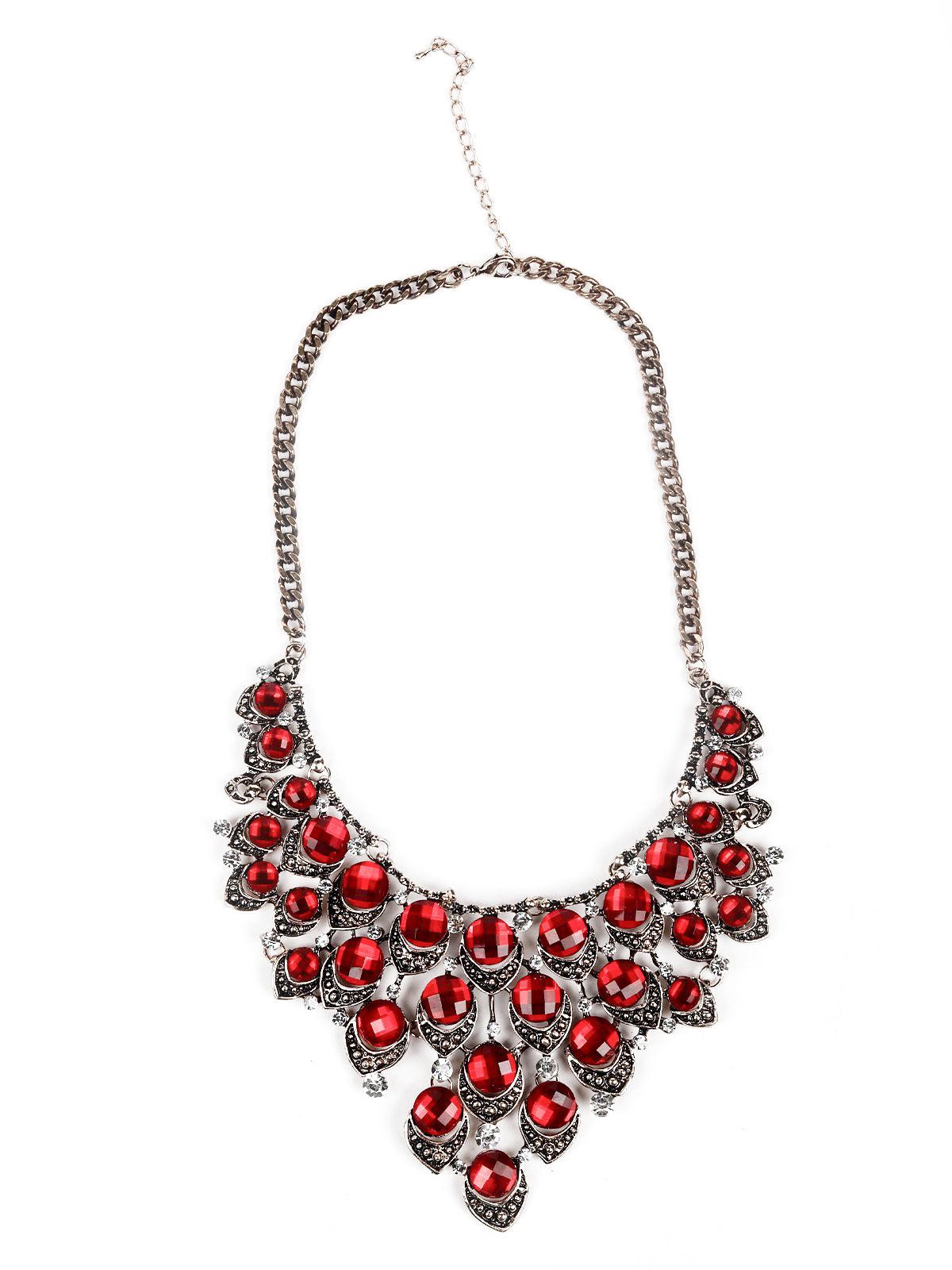 Women's Royal Red Crystal Princess Necklace - Odette