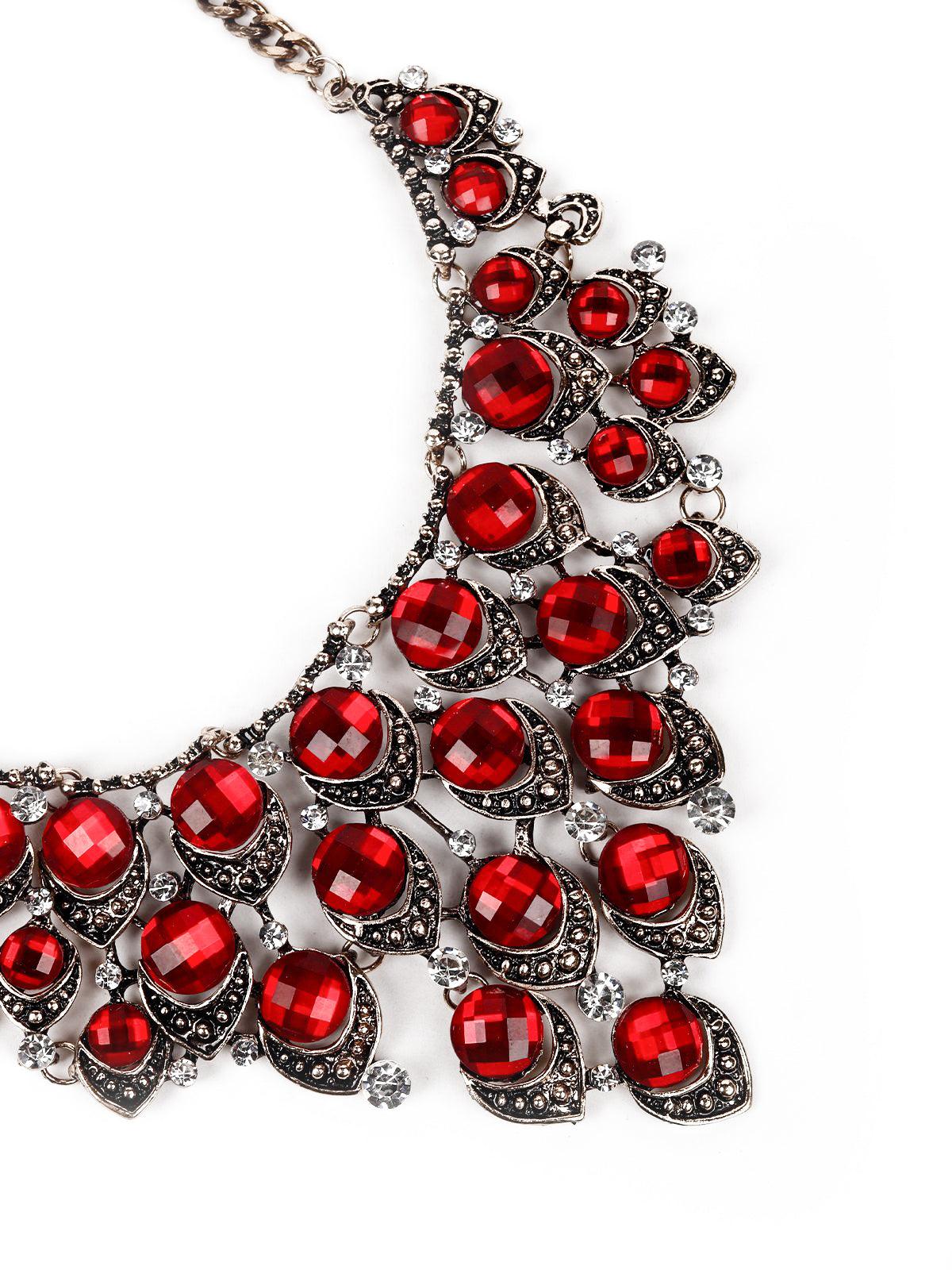 Women's Royal Red Crystal Princess Necklace - Odette