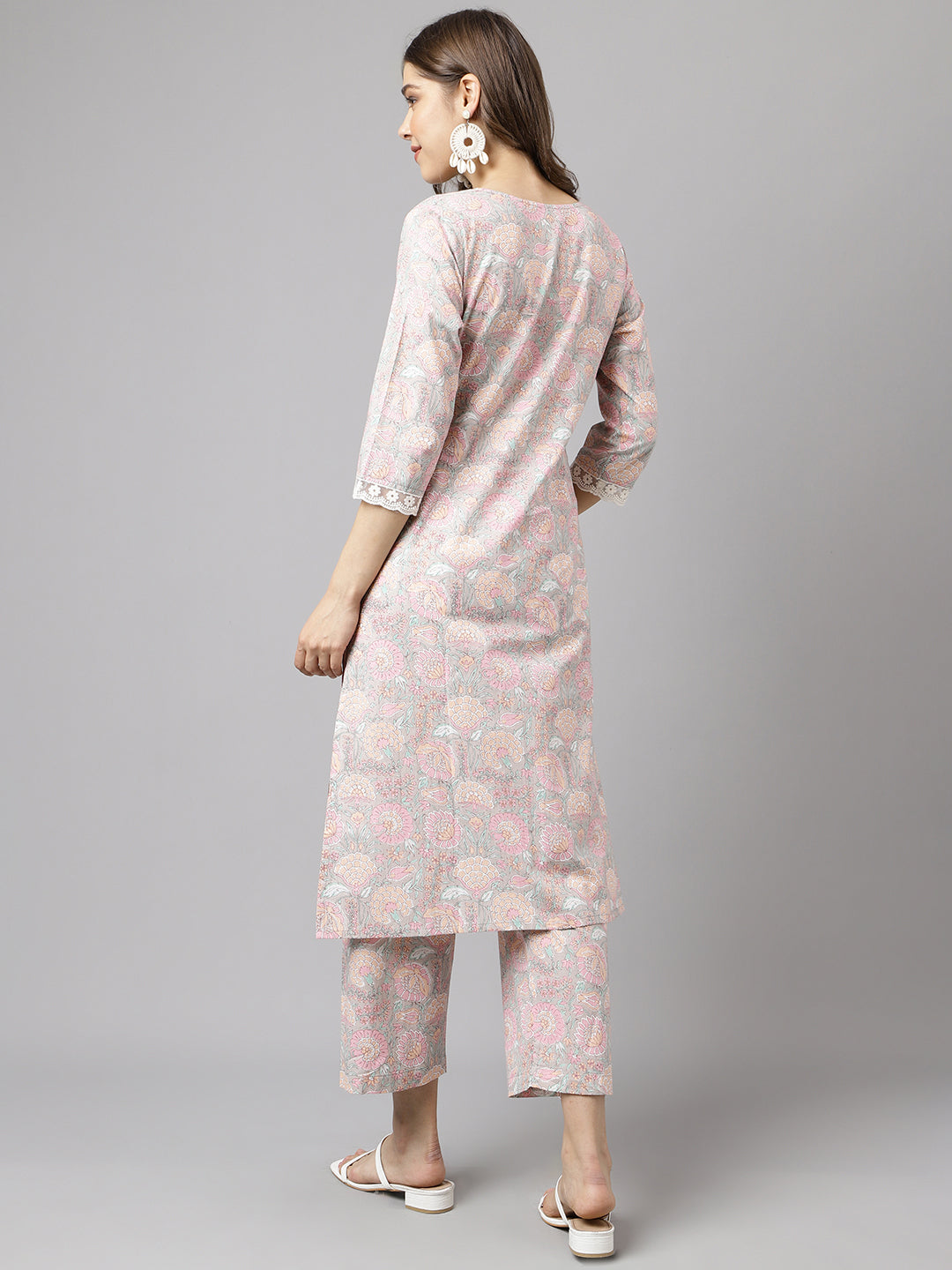 Women's Pink Cotton A-Line Kurta set