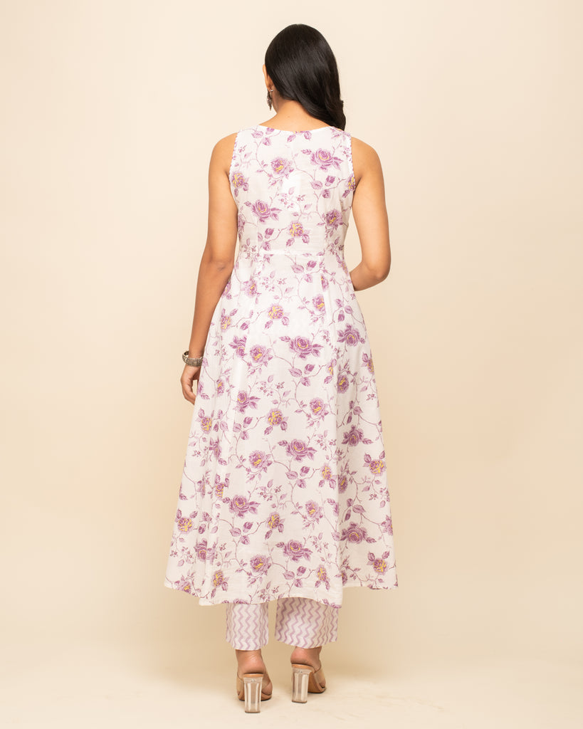 Women's White Cotton A-Line Kurta Pant With dupatta