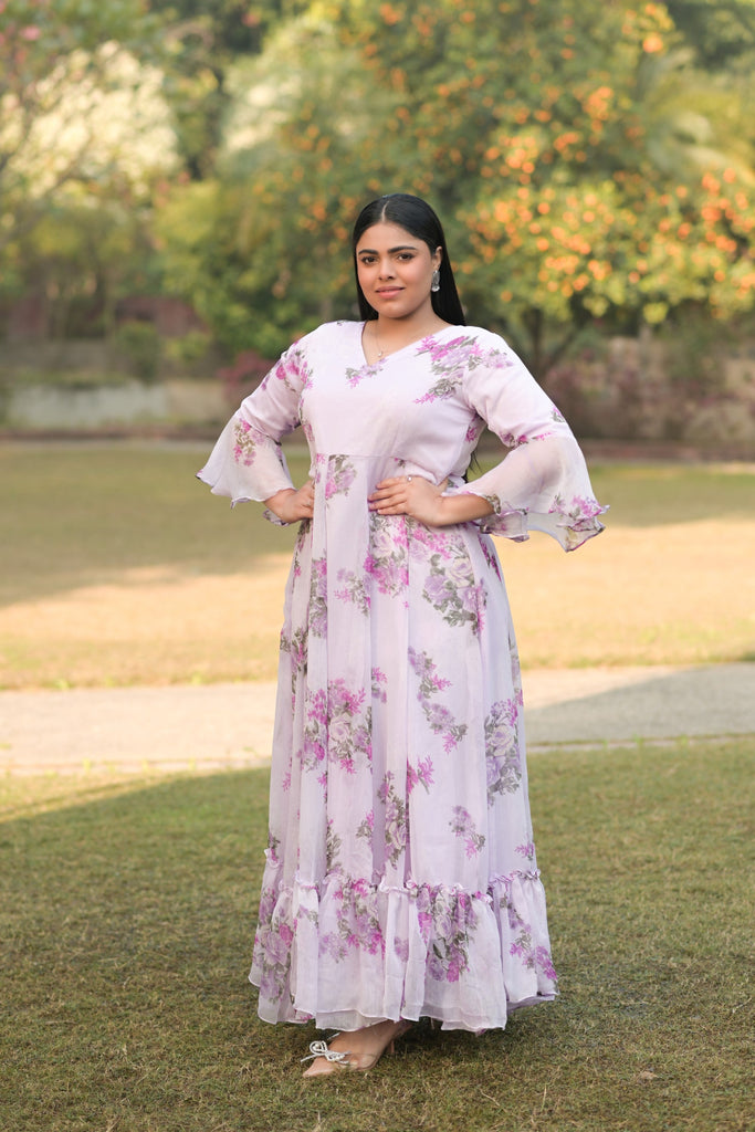 Women's Lavender Maxi Dress Floral