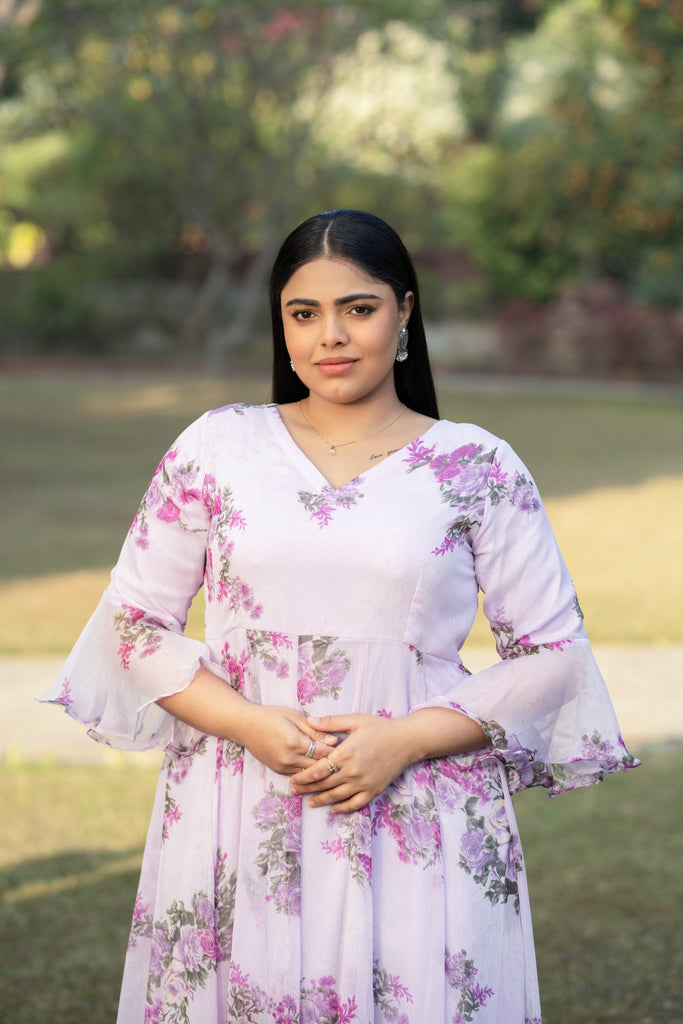Women's Lavender Maxi Dress Floral