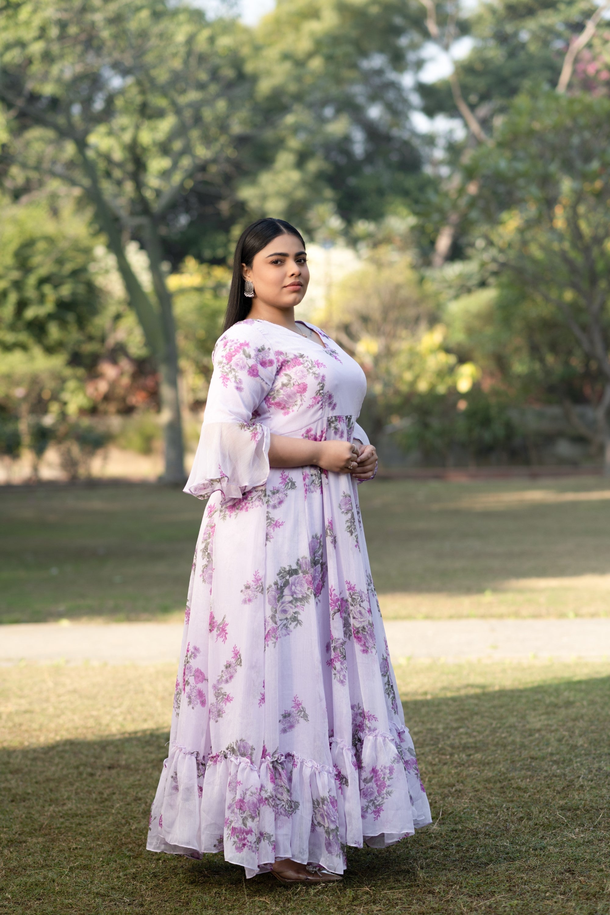 Women's Lavender Maxi Dress Floral - Saras The Label- 1Pc Set