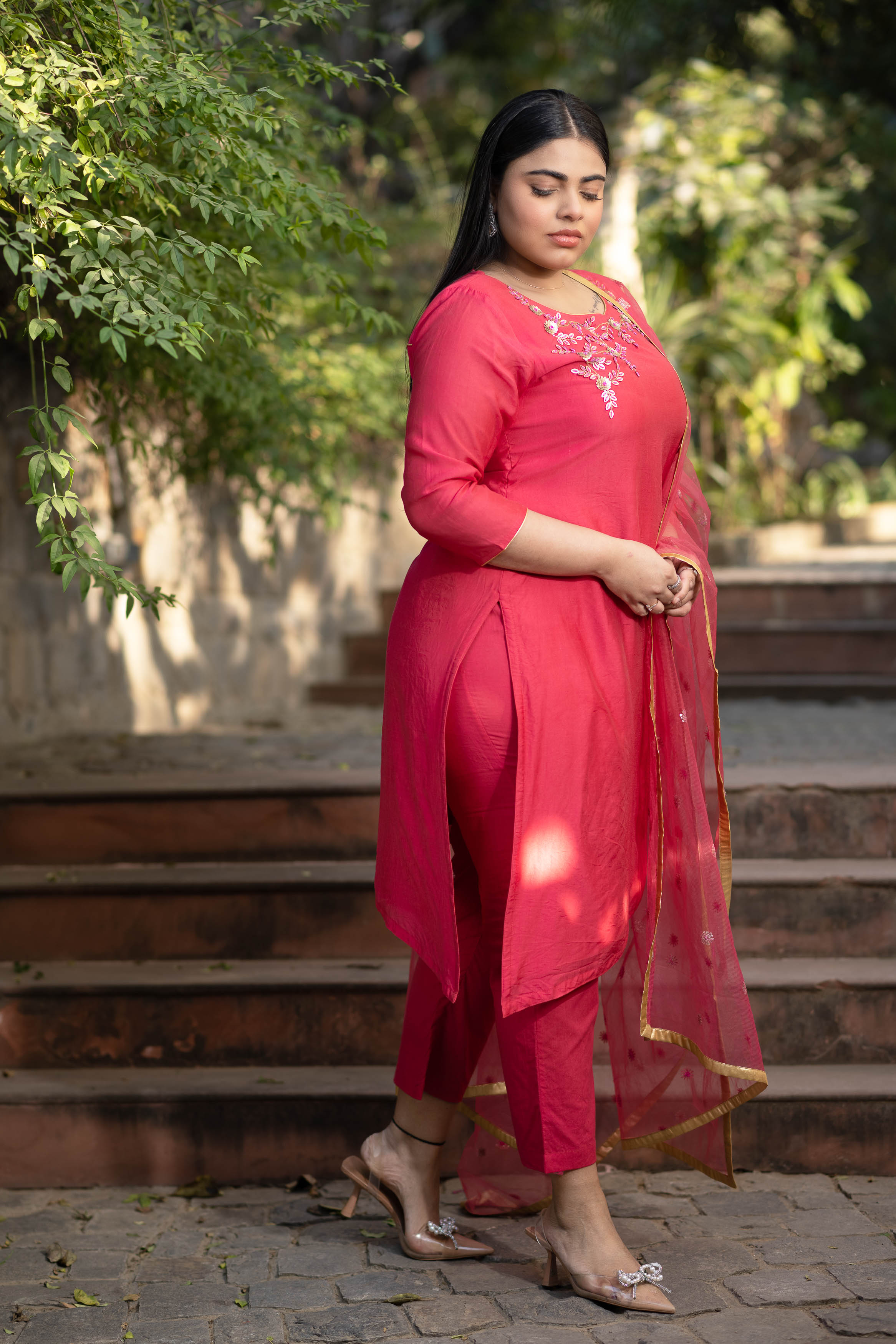 Women's Plus Size Hand Work Pink Kurta Set - Label Shaurya Sanadhya