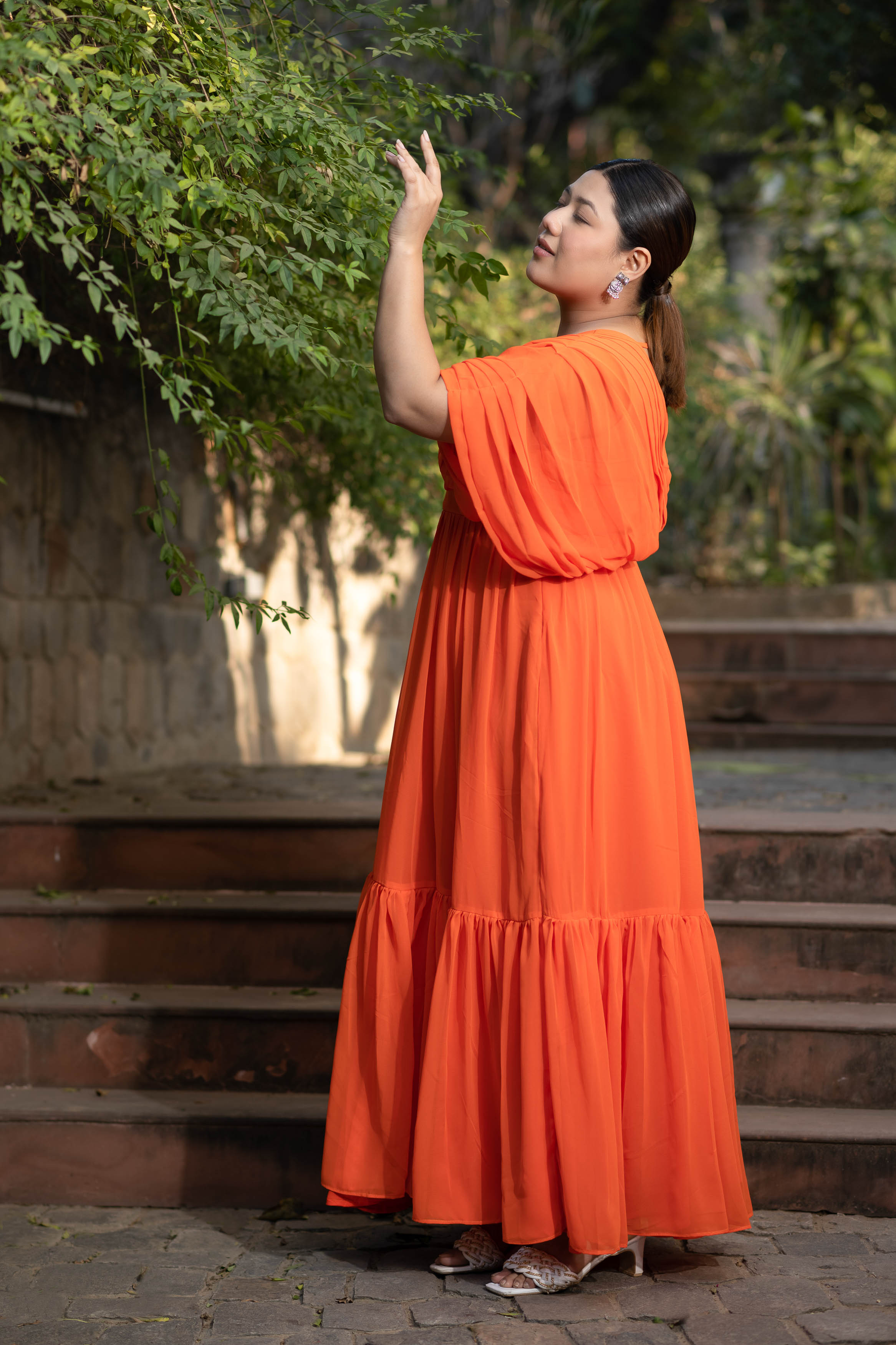 Plus Size Orange Pleated Gown 4XL Plus Size Orange Pleated Gown 4XL