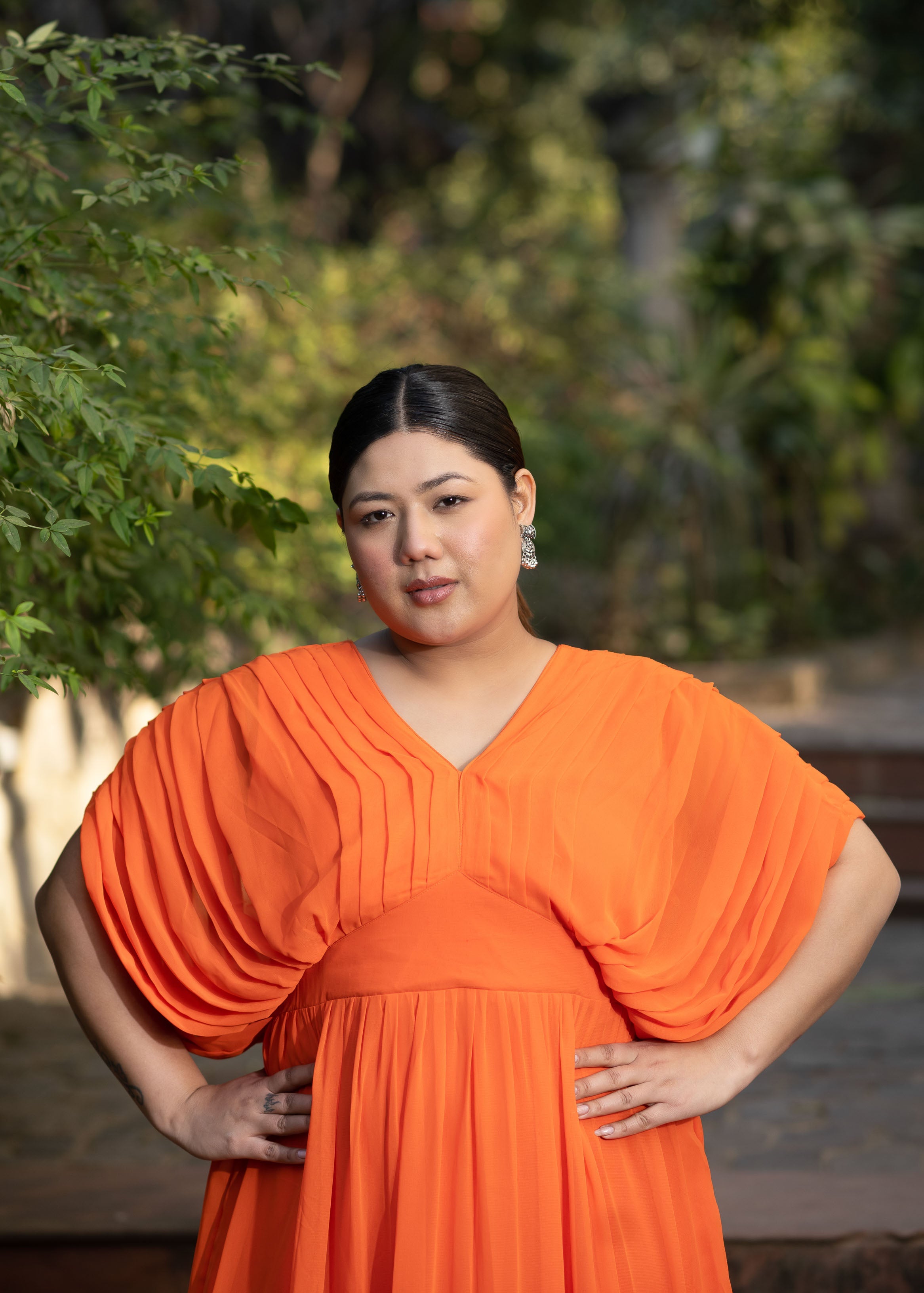 Plus Size Orange Pleated Gown 4XL Plus Size Orange Pleated Gown 4XL