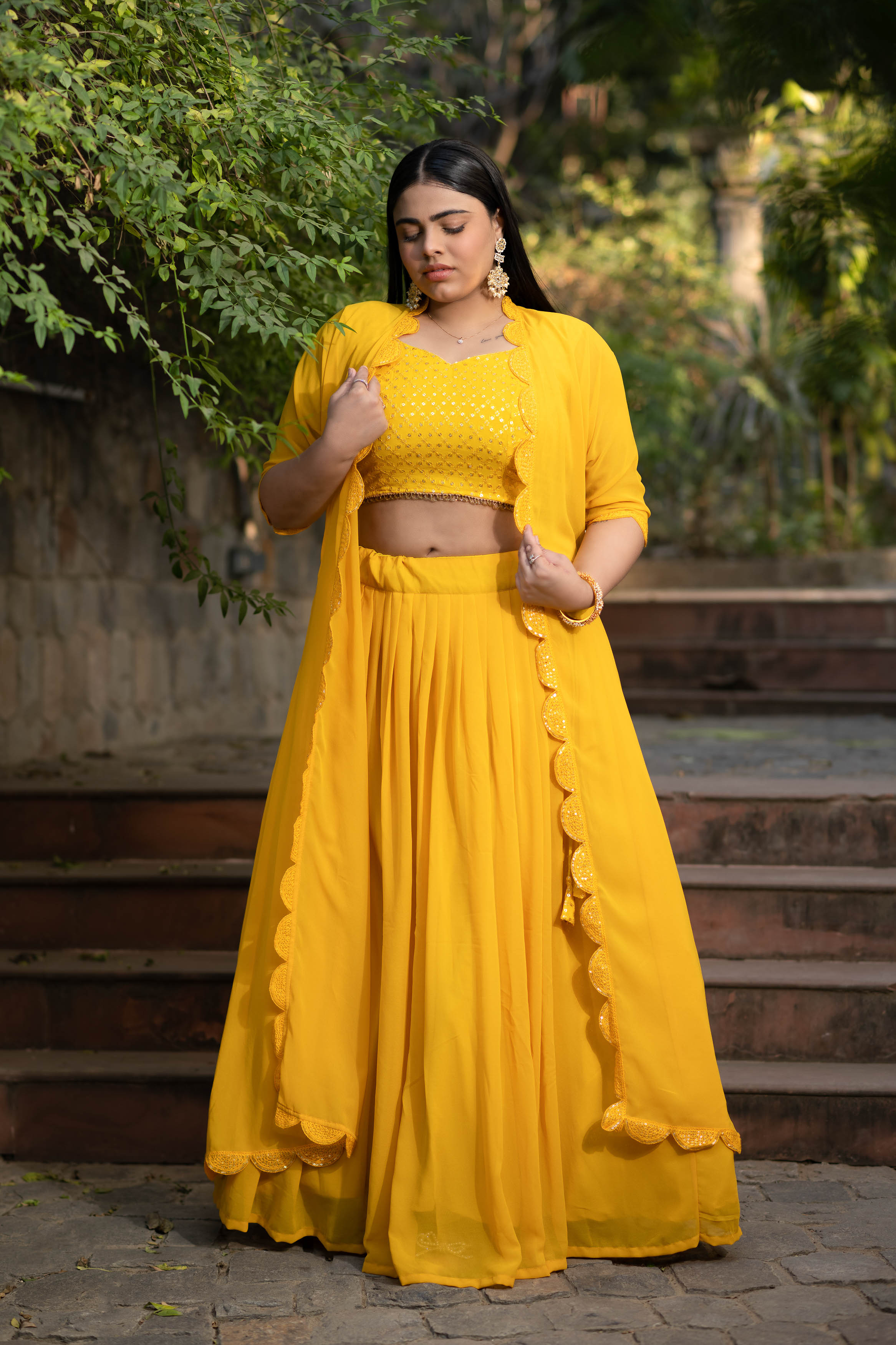 Women's Plus Size Daffodil Yellow Lehenga - Label Shaurya Sanadhya