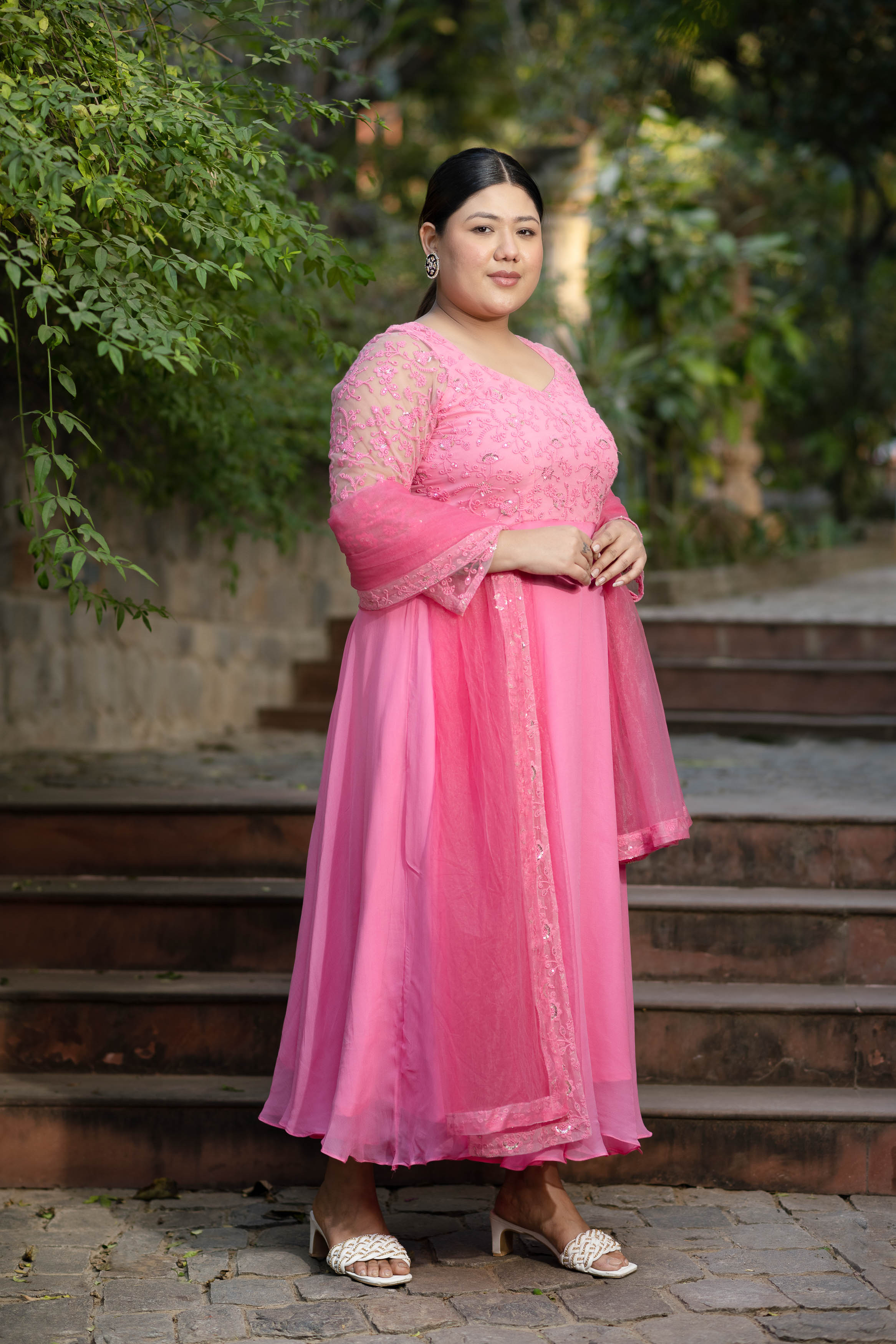 Women's Plus Size Baby Pink Anarkali - Label Shaurya Sanadhya