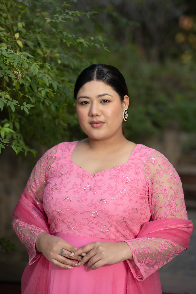 Women's Plus Size Baby Pink Anarkali