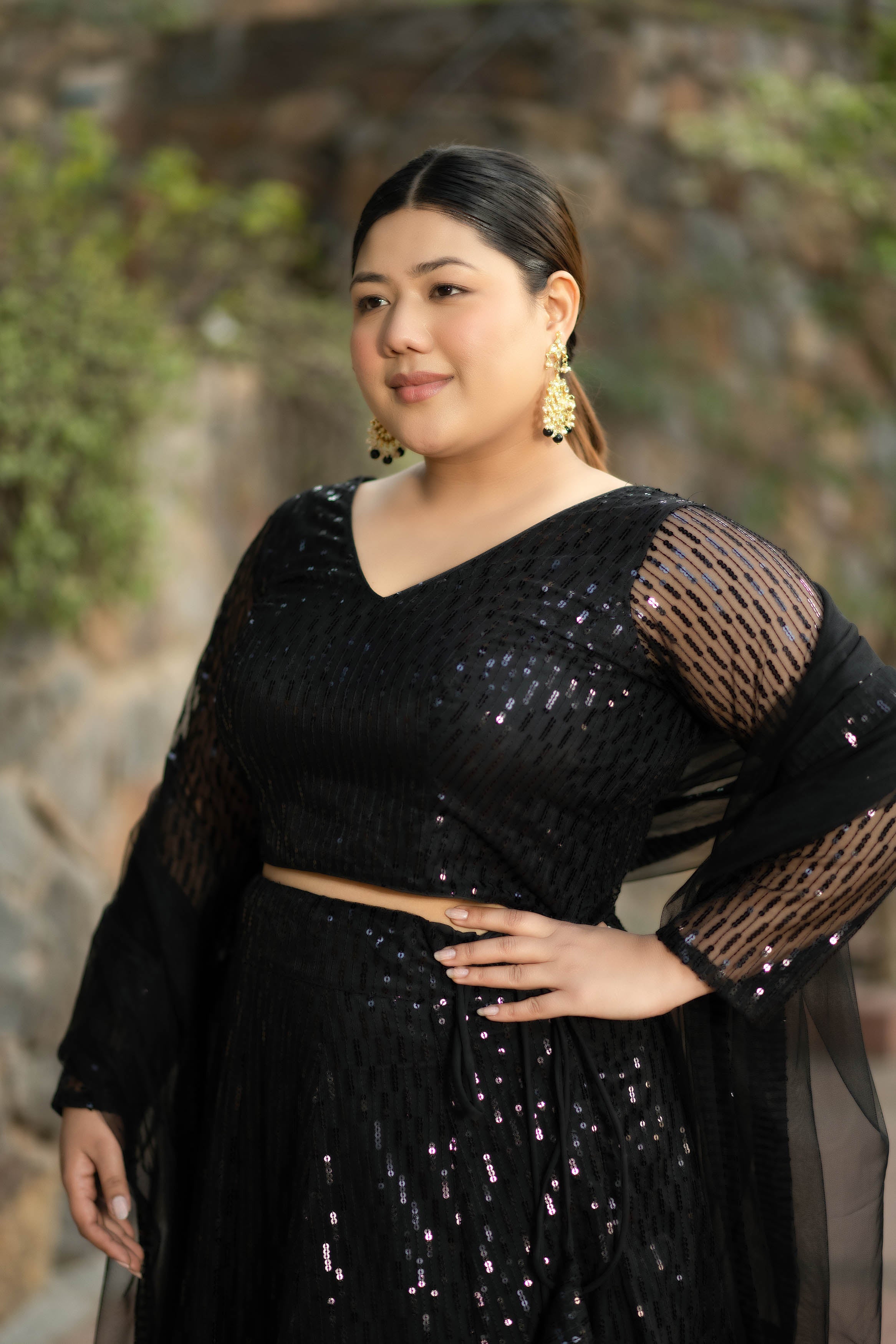 Women's Plus Size Black Lehenga Choli Set - Label Shaurya Sanadhya