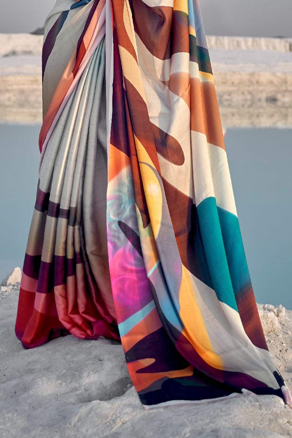 Women's Multicolor Satin Silk Saree - Karagiri