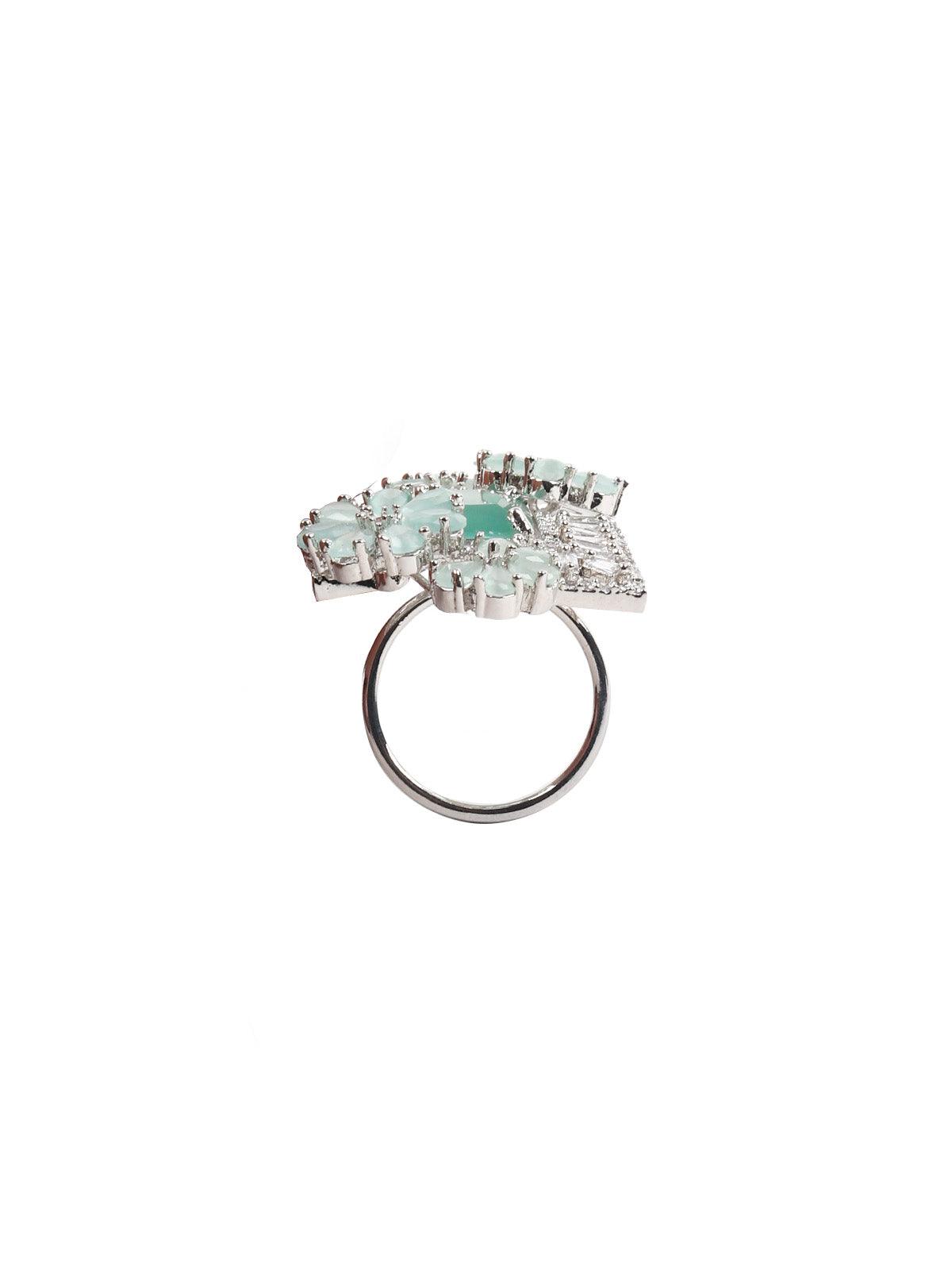 Women's Sea Green Embellished Ring - Odette
