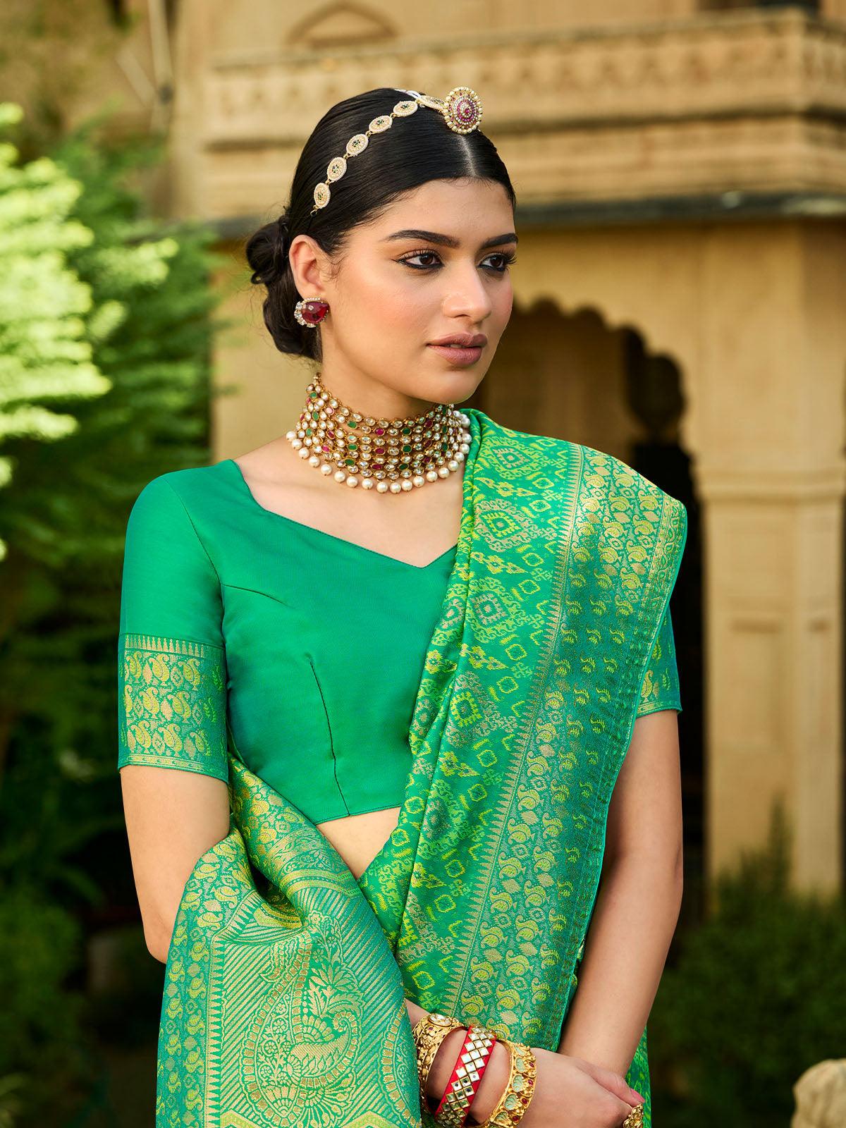 Women's Sea Green Silk Wevon Heavy Designer Embroidery Saree - Odette