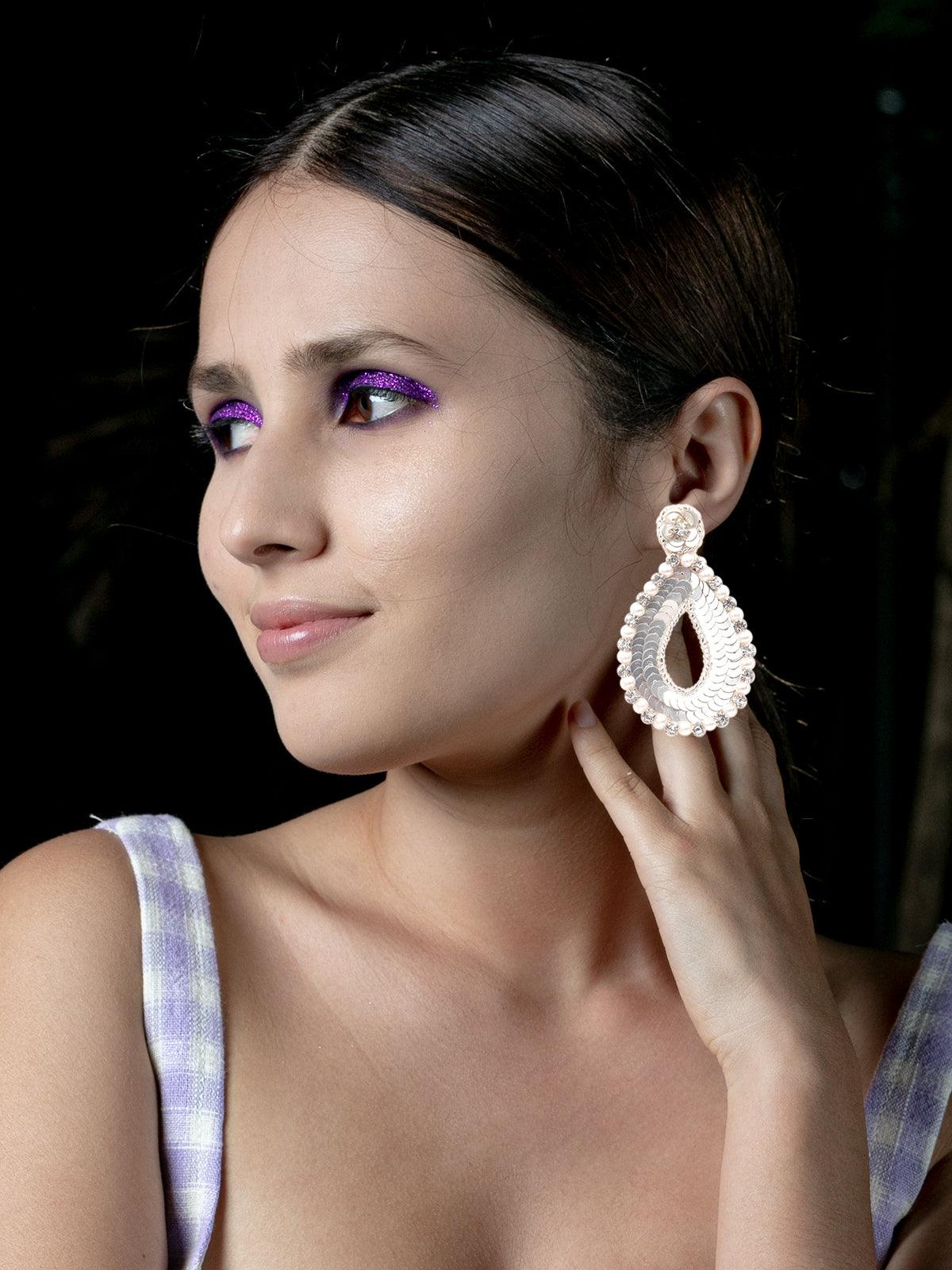 Women's Sequins Teardrop Earrings - Odette