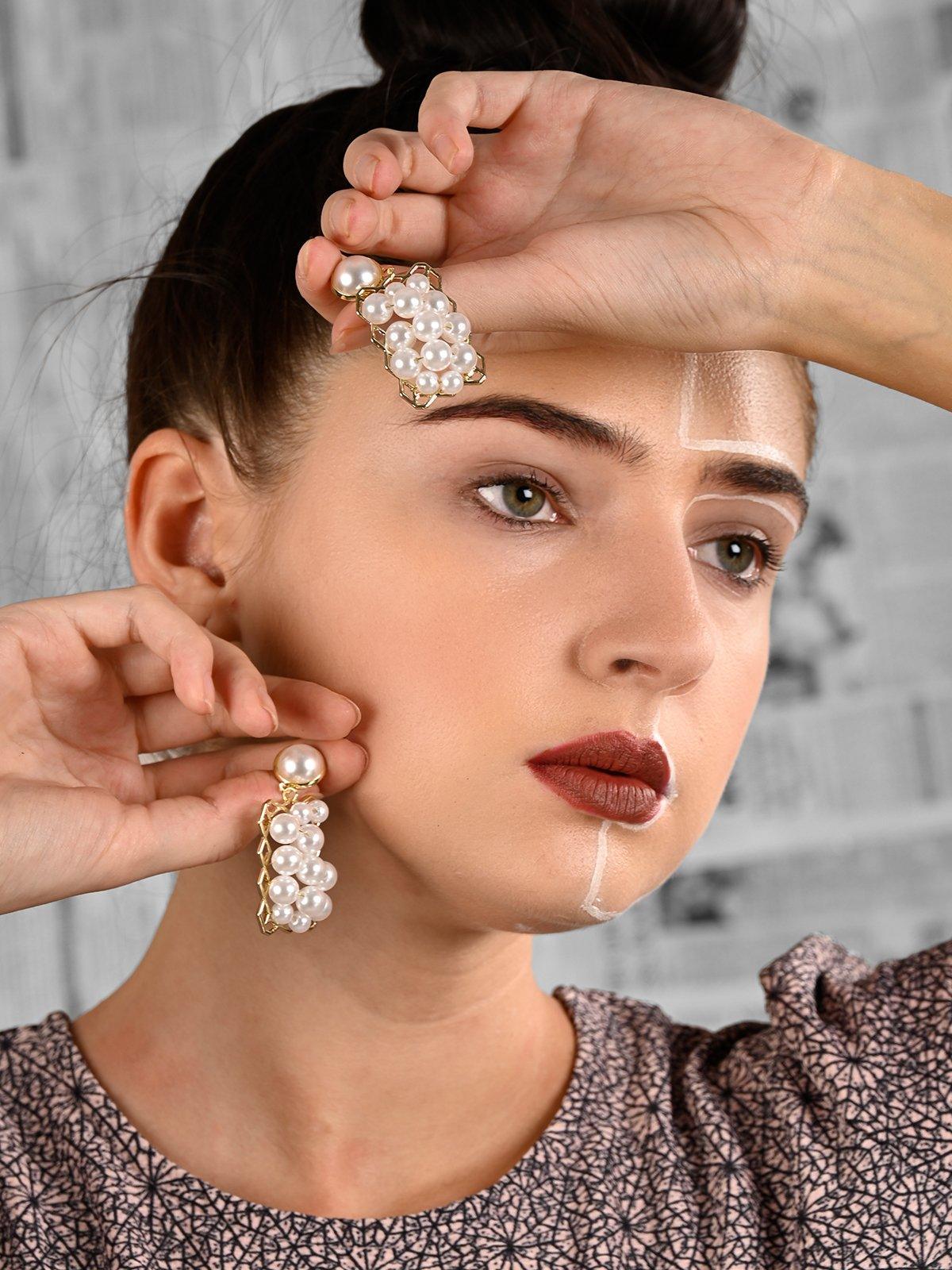 Women's Serene White Pearl Drop Earrings - Odette