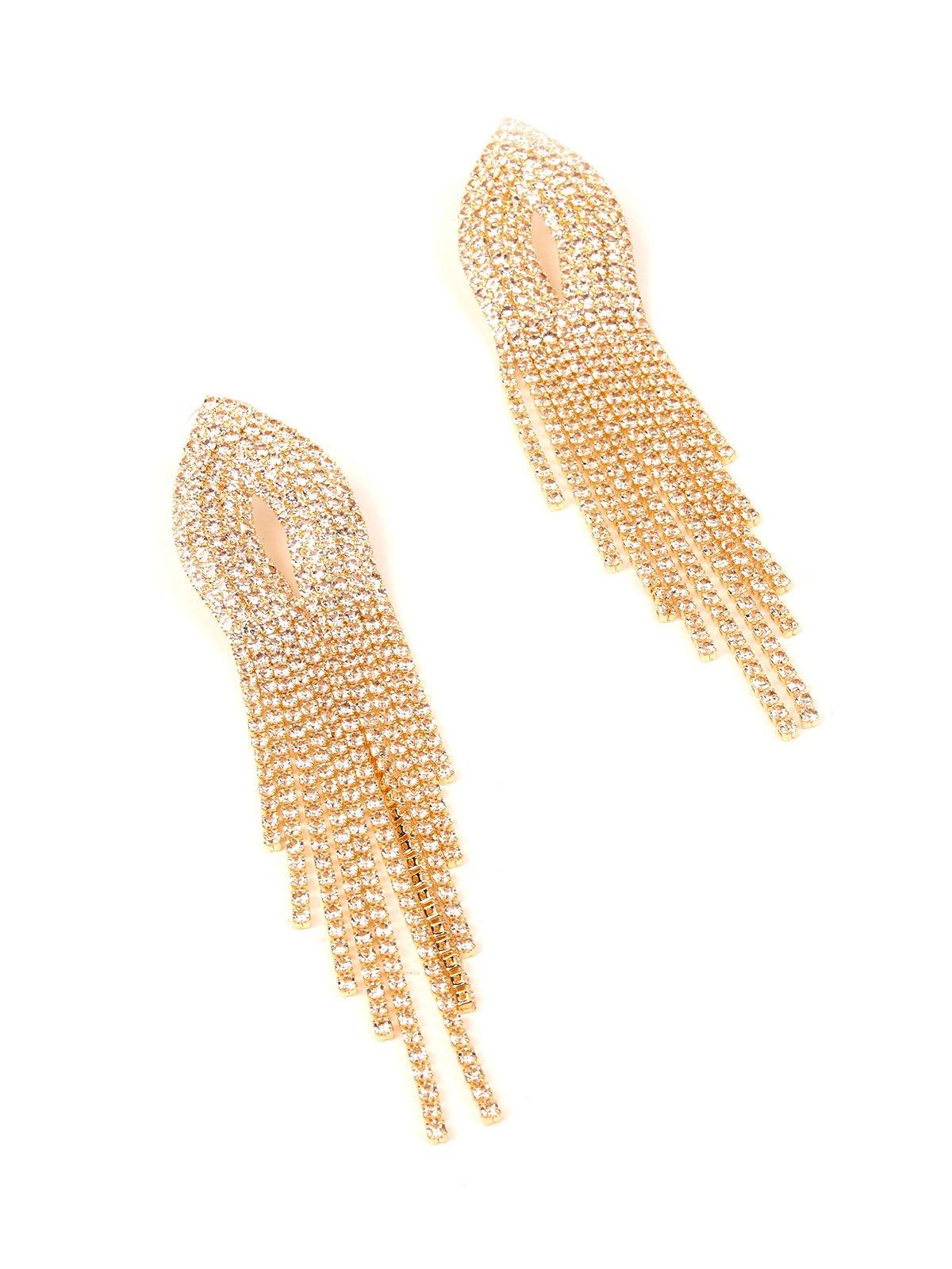 Women's Shimmering Shining Crystal Drop Tassel Earrings - Odette