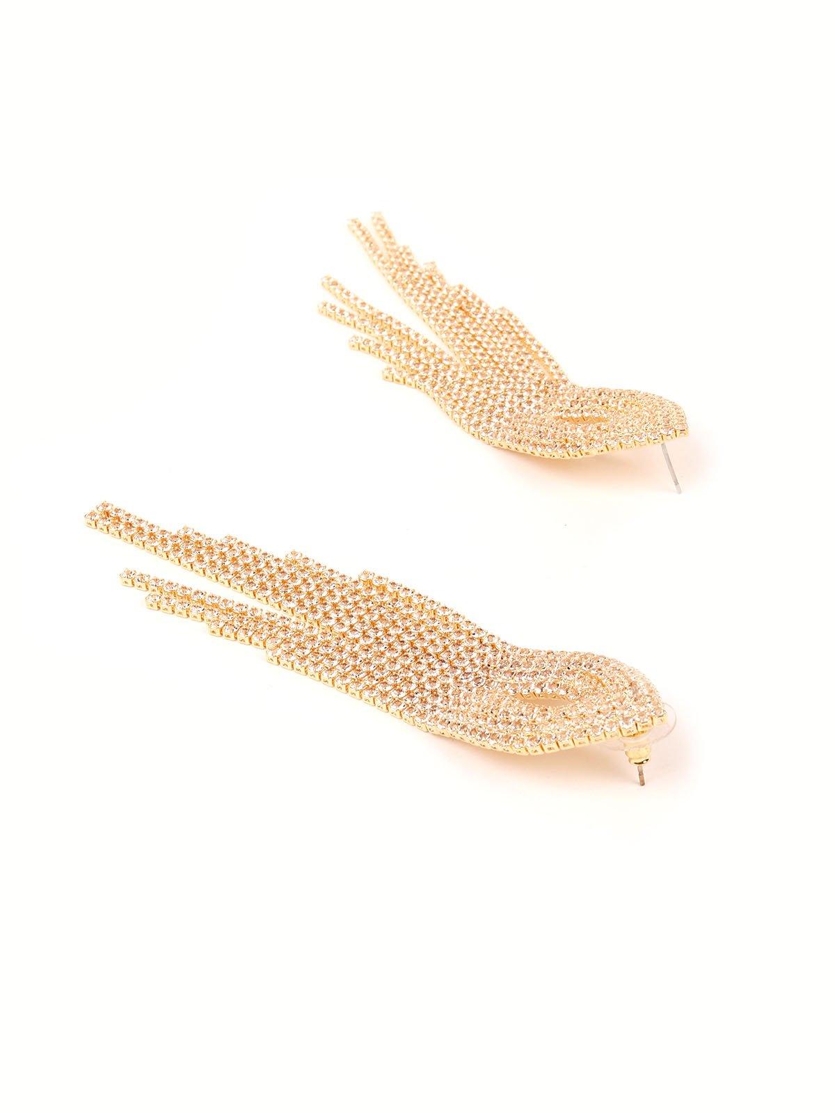 Women's Shimmering Shining Crystal Drop Tassel Earrings - Odette