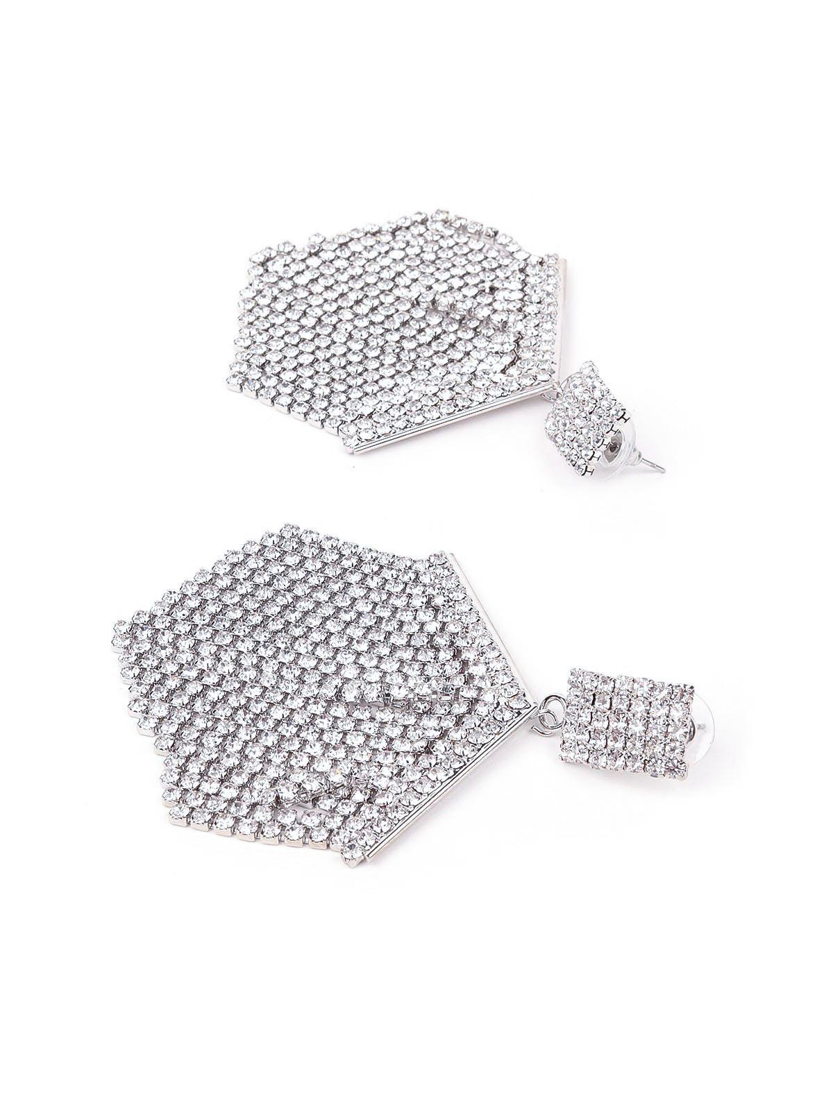 Women's Shimmering Structured Crystal Tassel Earrings - Odette
