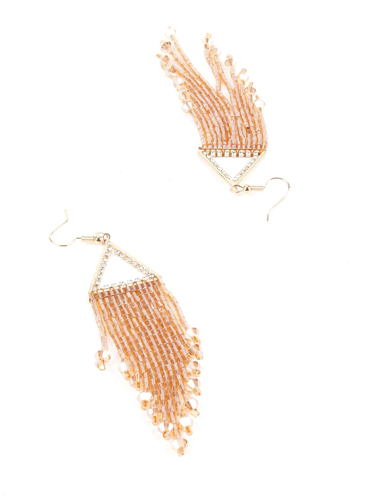 Women's Shimmery Golden Crystal Dangle Earrings - Odette