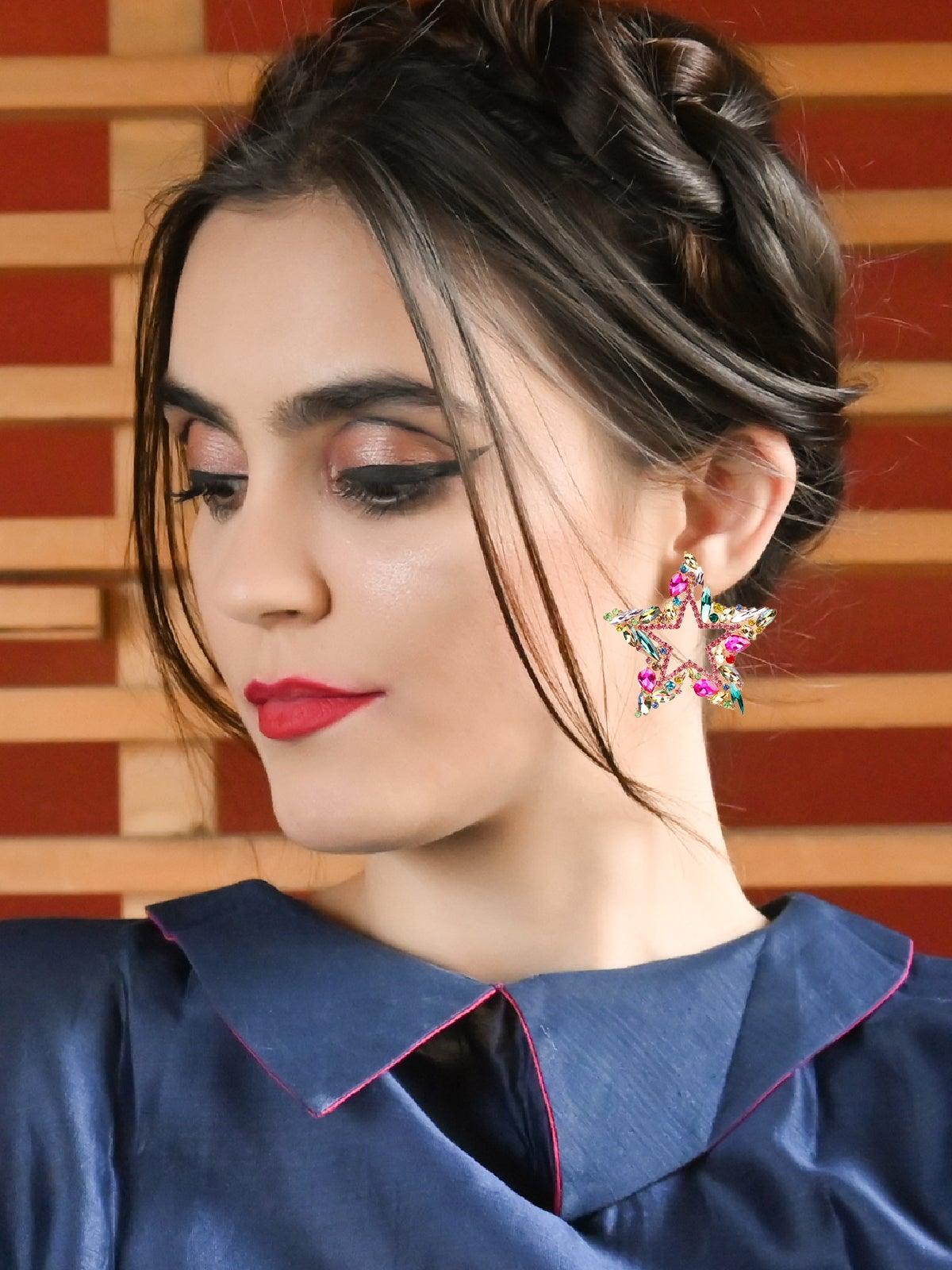Women's Shining Multicoloured Star-Shaped Earrings - Odette