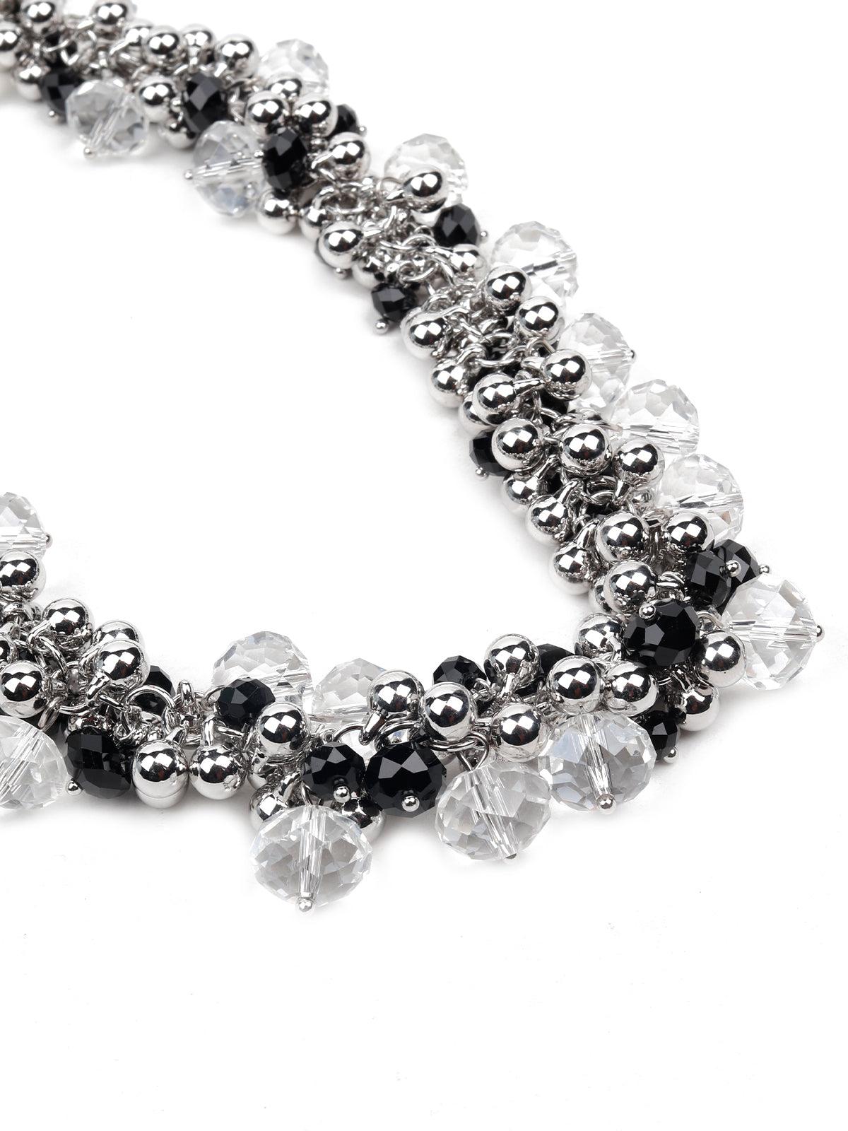 Women's Silver And A Black Faux Beads Statement Necklace - Odette