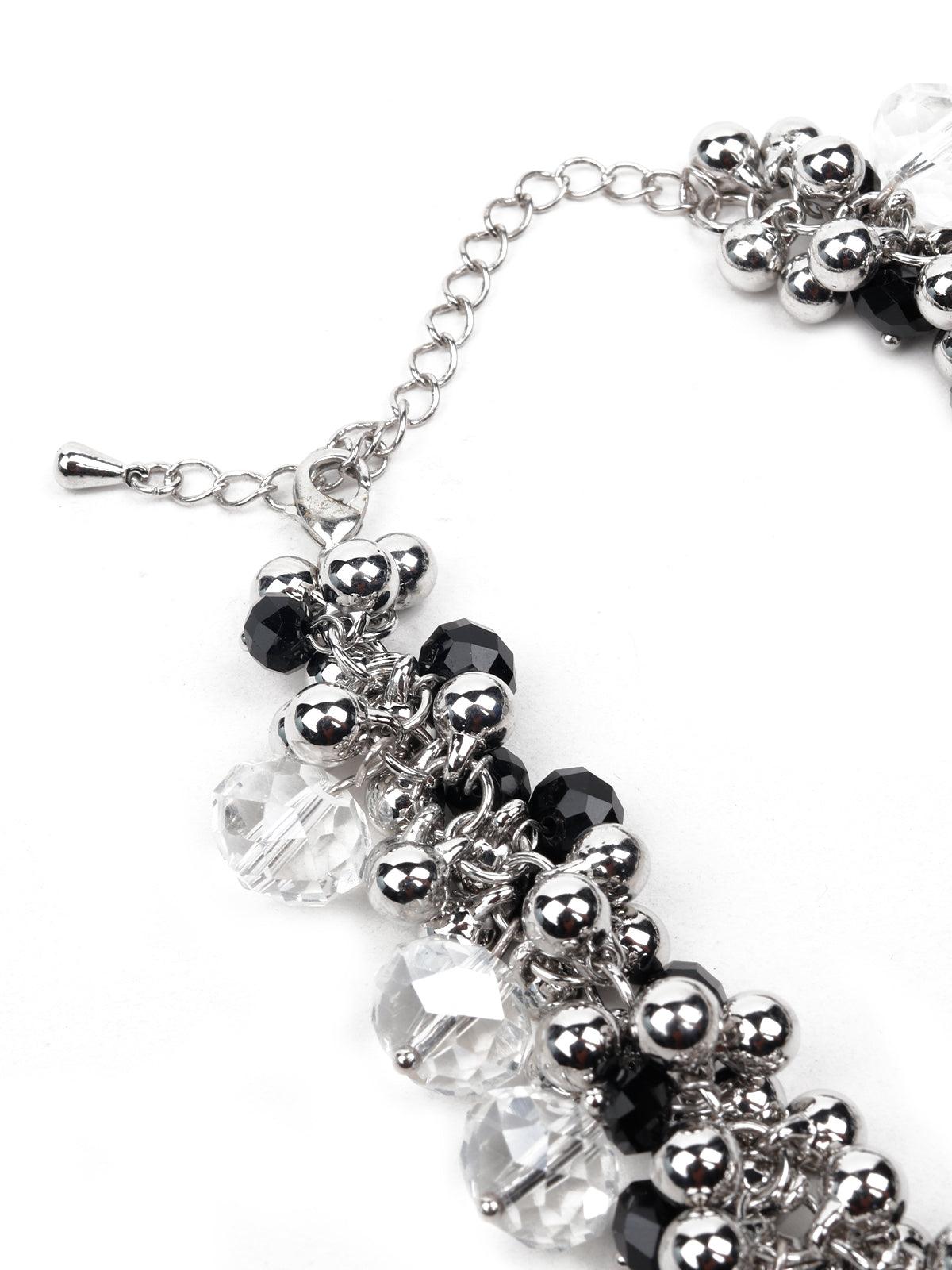Women's Silver And A Black Faux Beads Statement Necklace - Odette