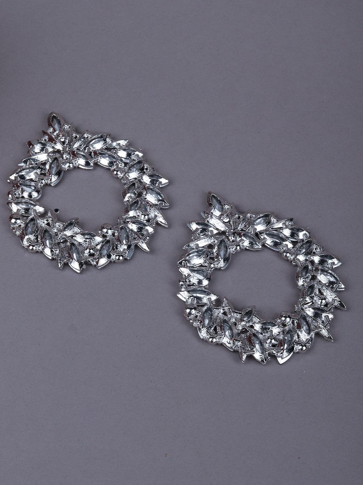 Women's Silver Crystal-Embellished Hoop Earrings - Odette