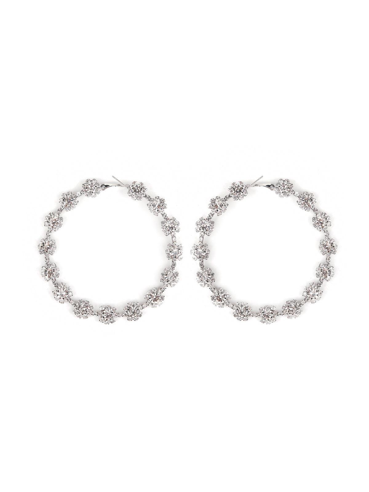 Women's Silver Crystal Hoop Earrings - Odette