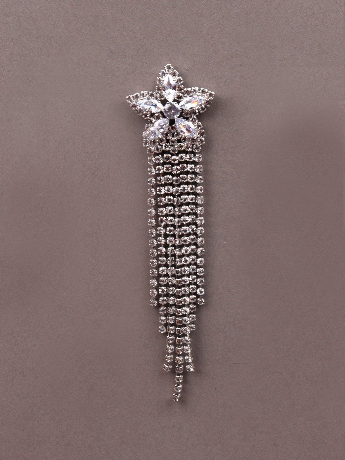Women's Silver Mesh Floral Beaded Earrings - Odette