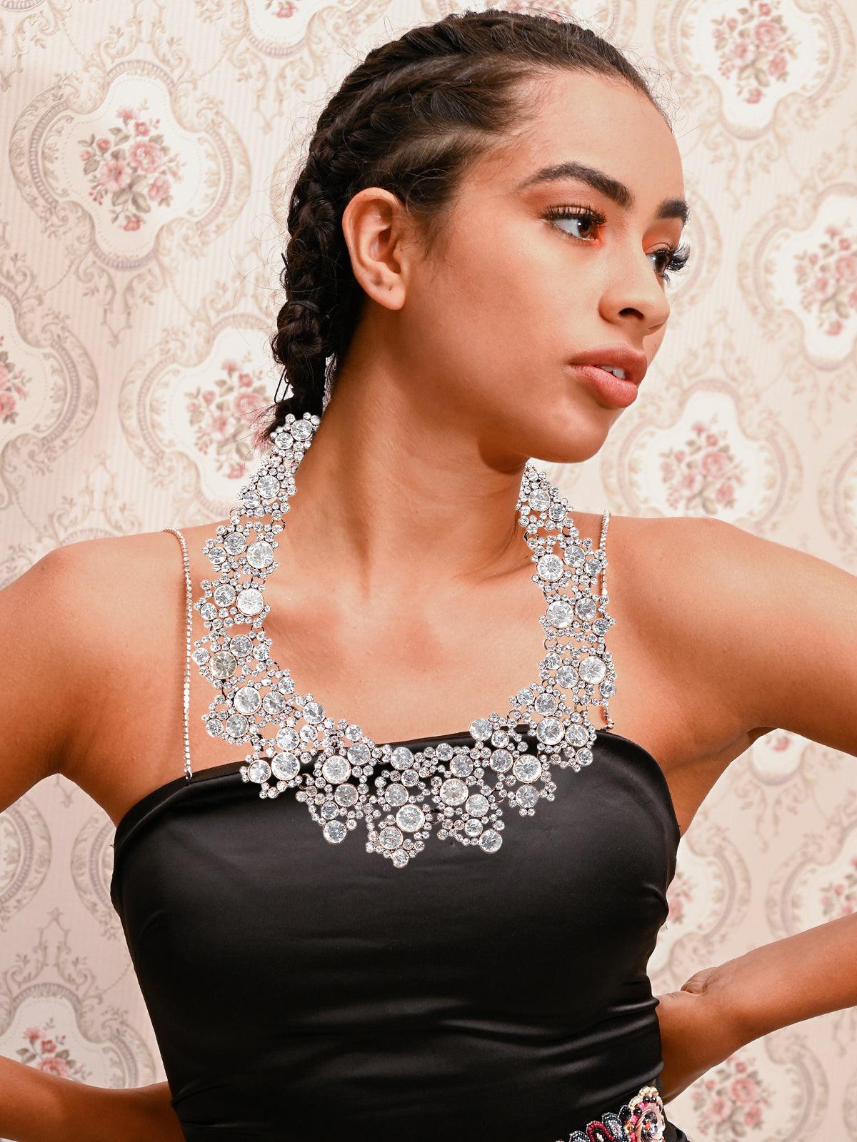 Women's Silver-Studded Gorgeous Neckpiece - Odette