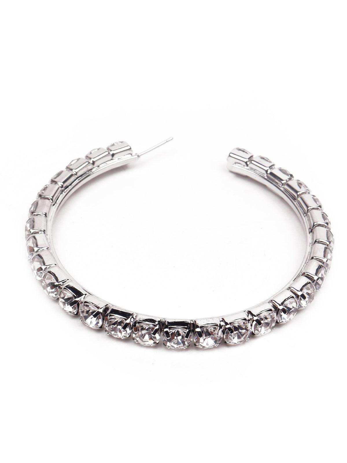 Women's Silver-Studded Hoop Earring - Odette