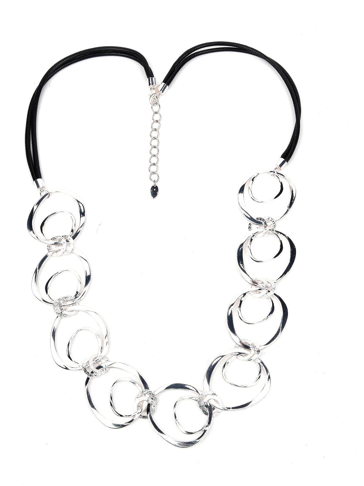 Women's Silver Tone Hoop Looped Statement Necklace - Odette