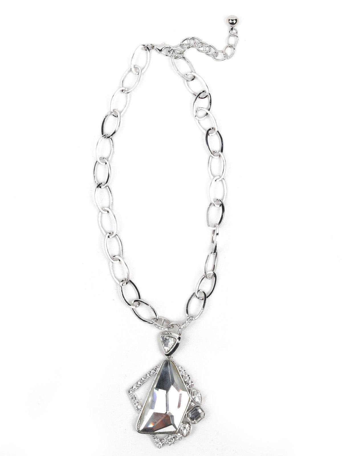 Women's Silver-Tone Textured Pearl Statement Necklace - Odette