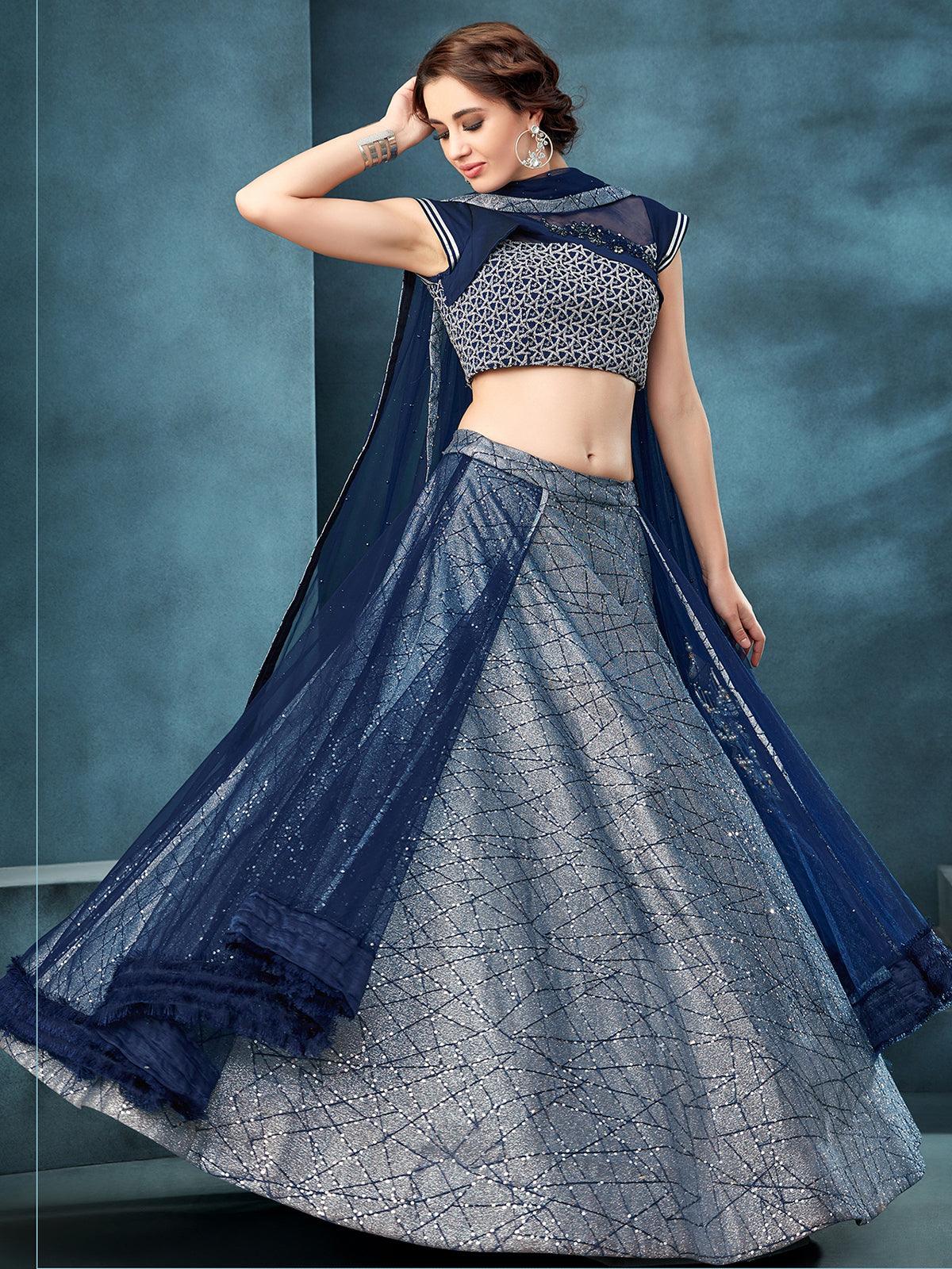 Women's Silver Value Addition Fabric Net Designer Lehenga Choli - Odette