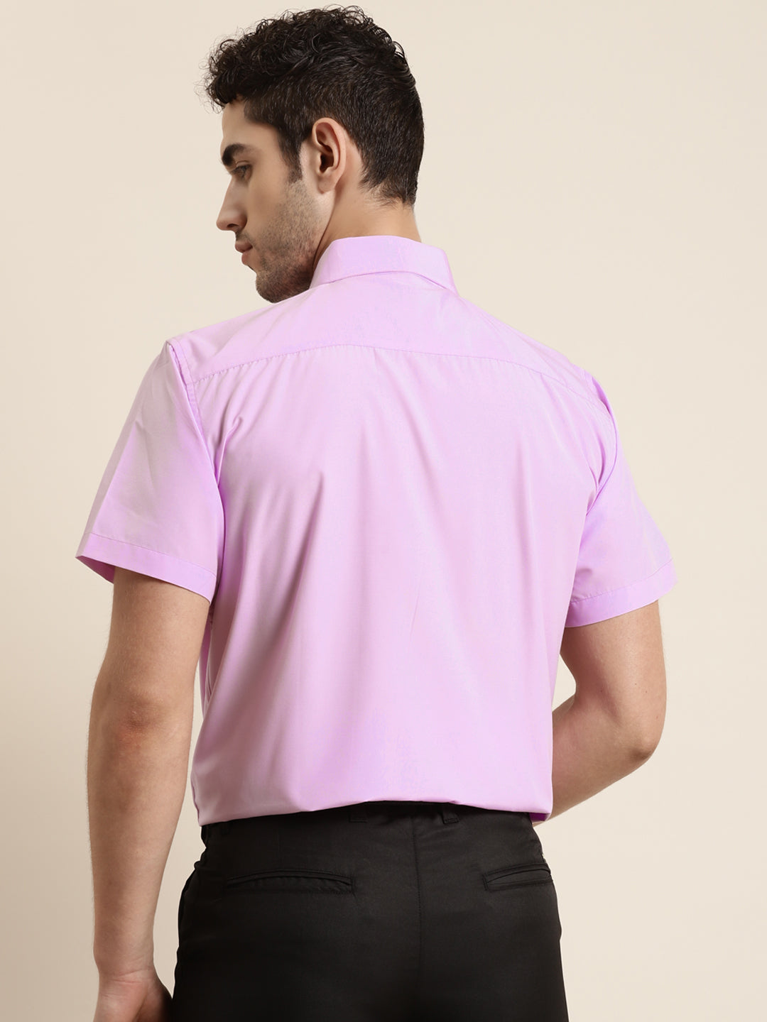 Men's Cotton Purple Half sleeves Casual Shirt