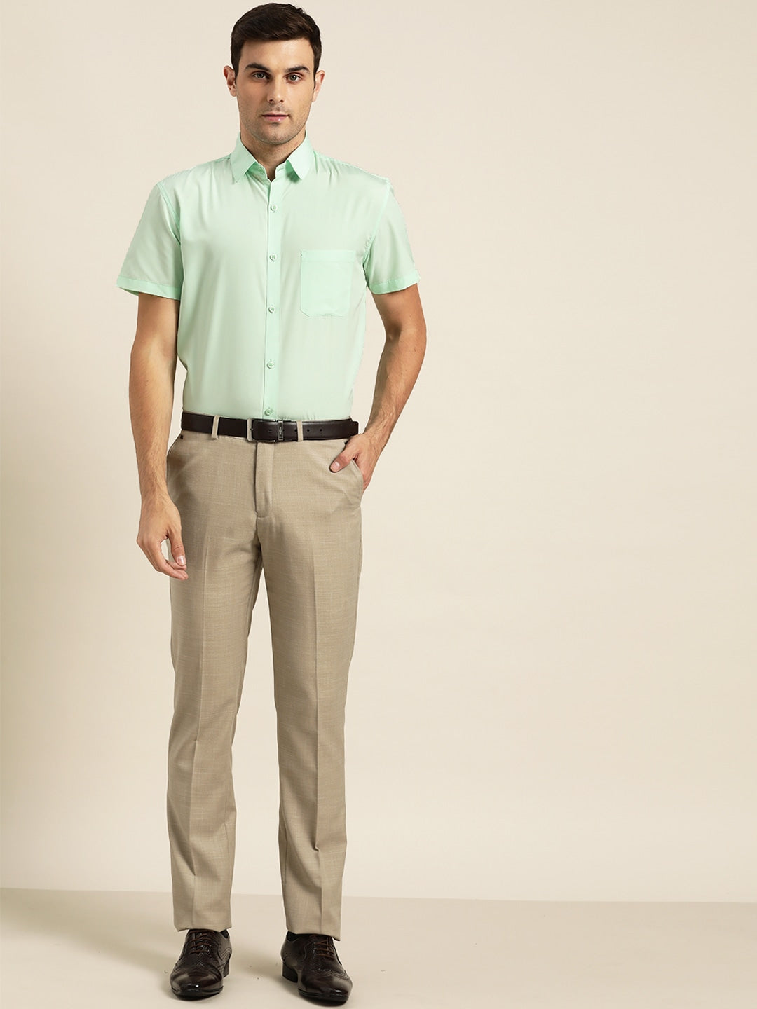 Men's Cotton Sea Green Half sleeves Casual Shirt
