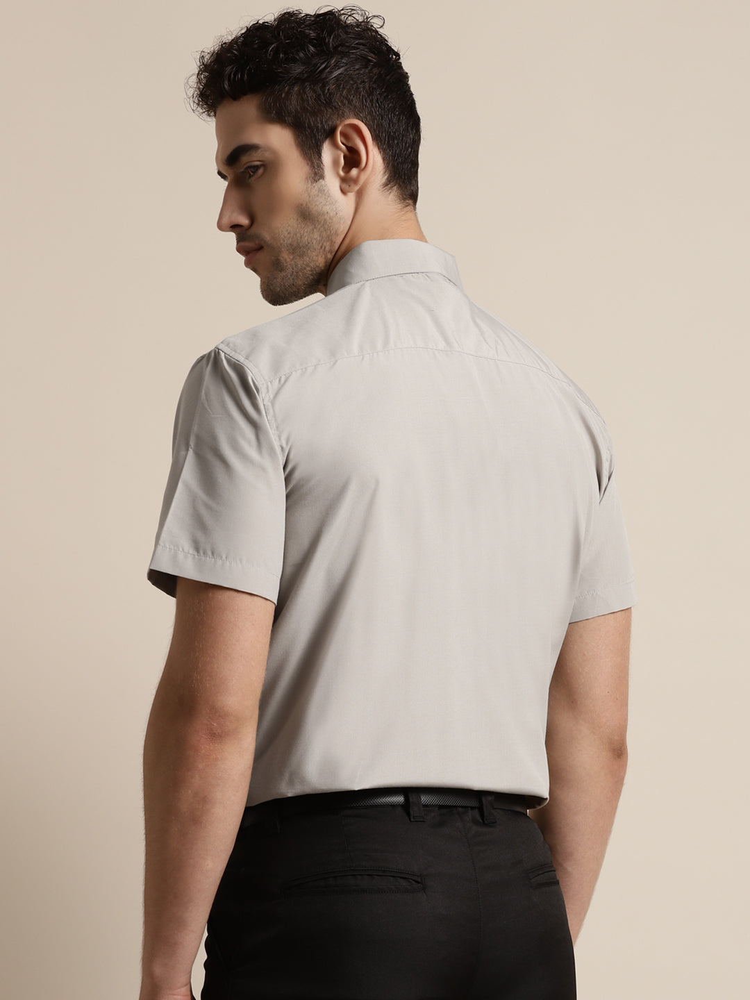 Men's Cotton Light Brown Half sleeves Casual Shirt