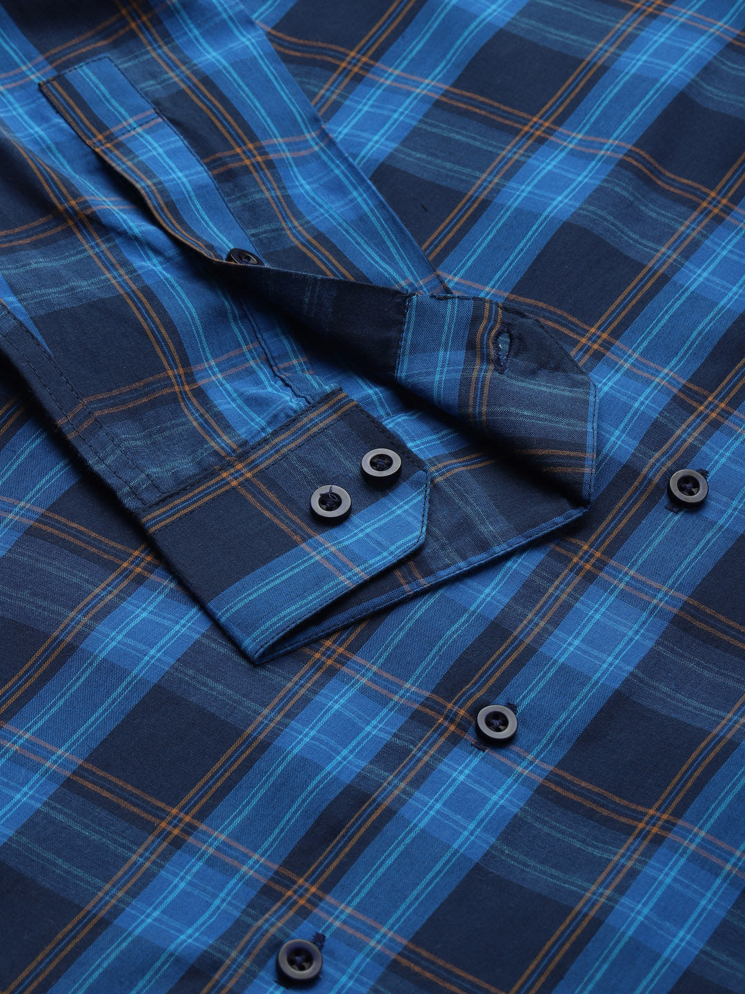 Men's Cotton Navy & Royal blue Casual Shirt