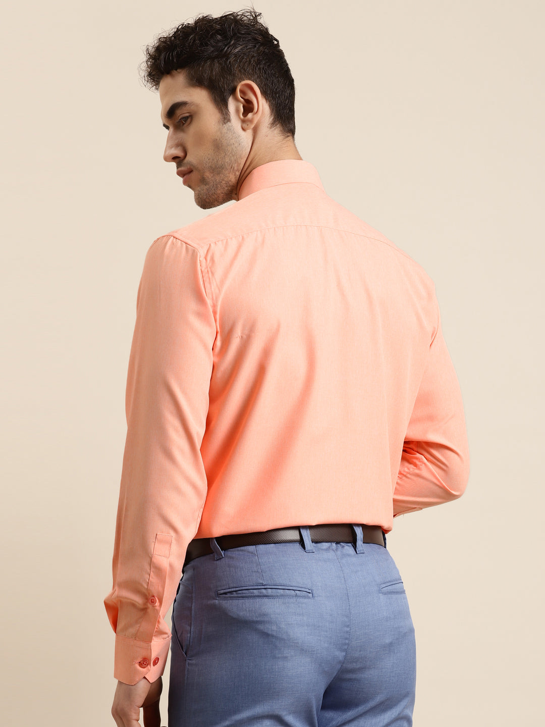 Men's Cotton Peach Casual Shirt