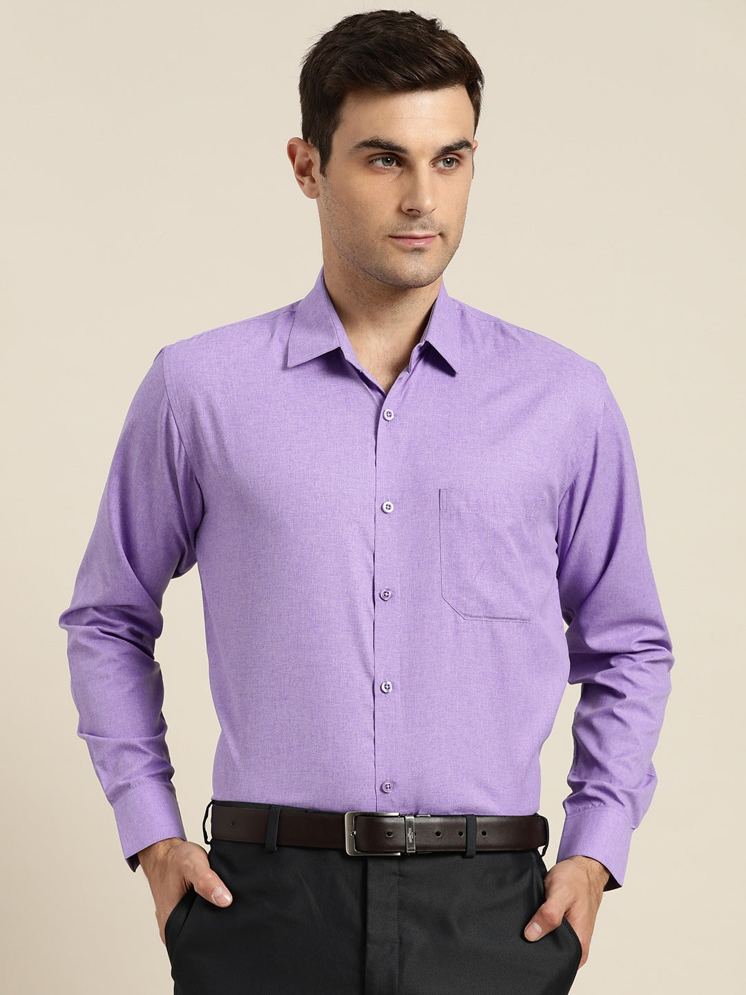 Men's Cotton Purple Casual Shirt