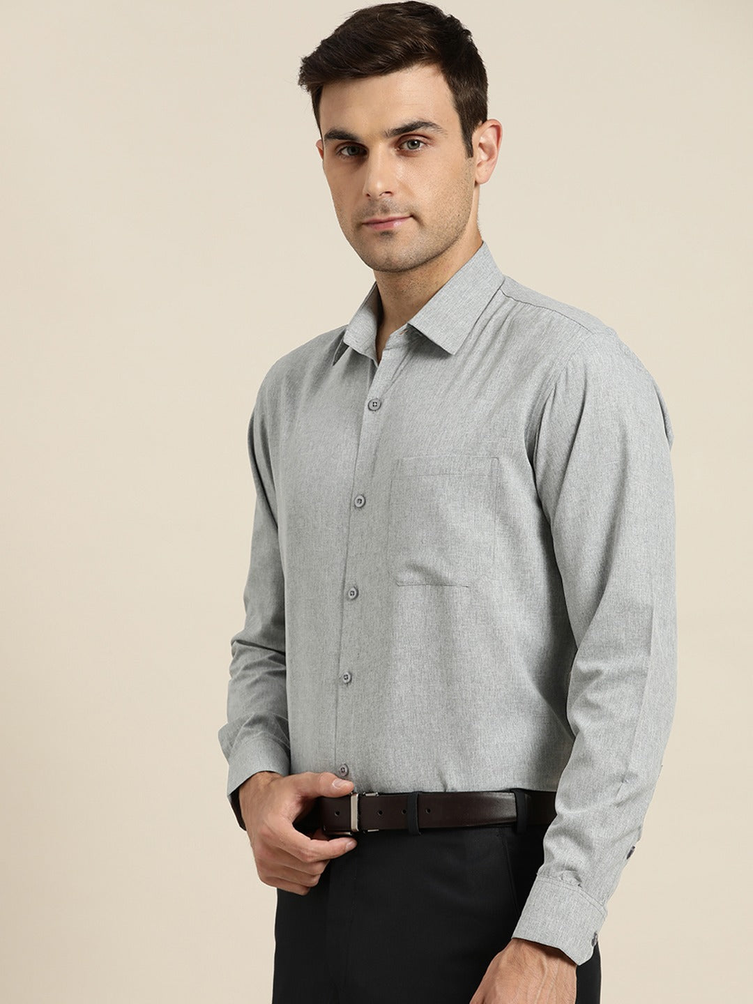 Men's Cotton Grey Casual Shirt