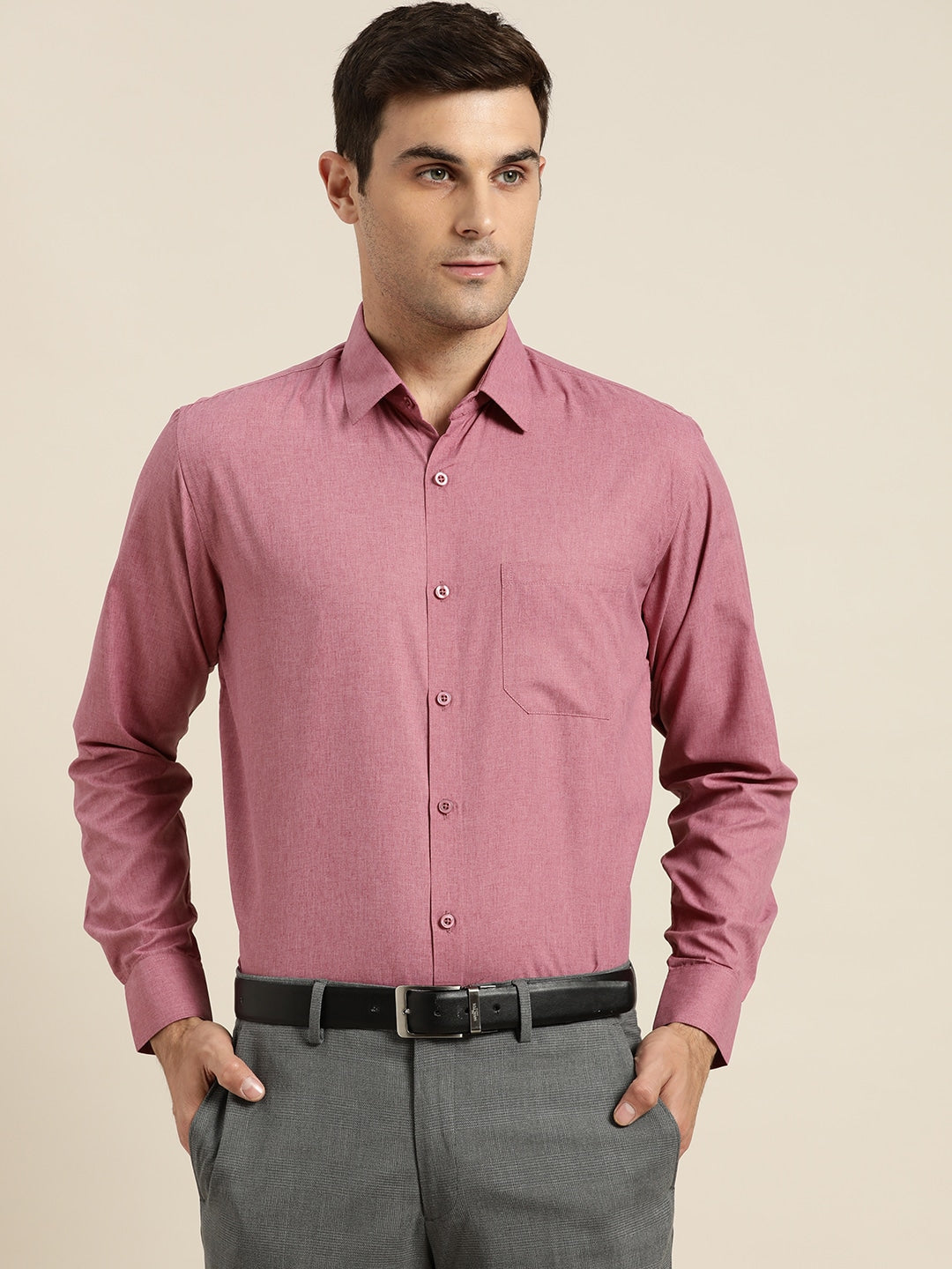 Men's Cotton Magenta Casual Shirt