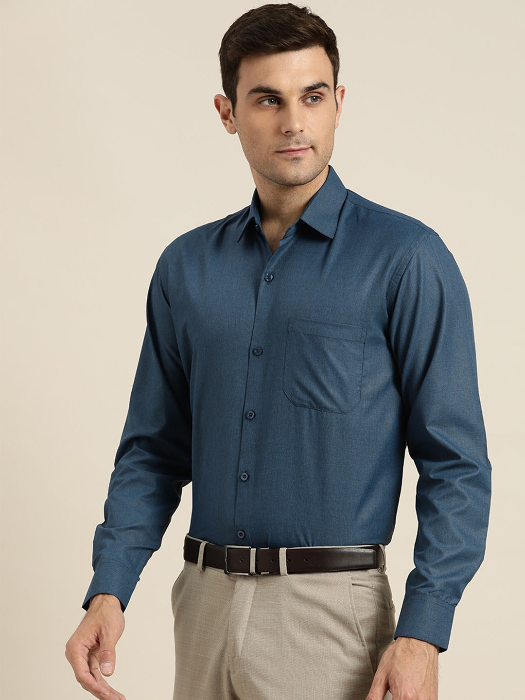 Men's Cotton Navy Blue Casual Shirt