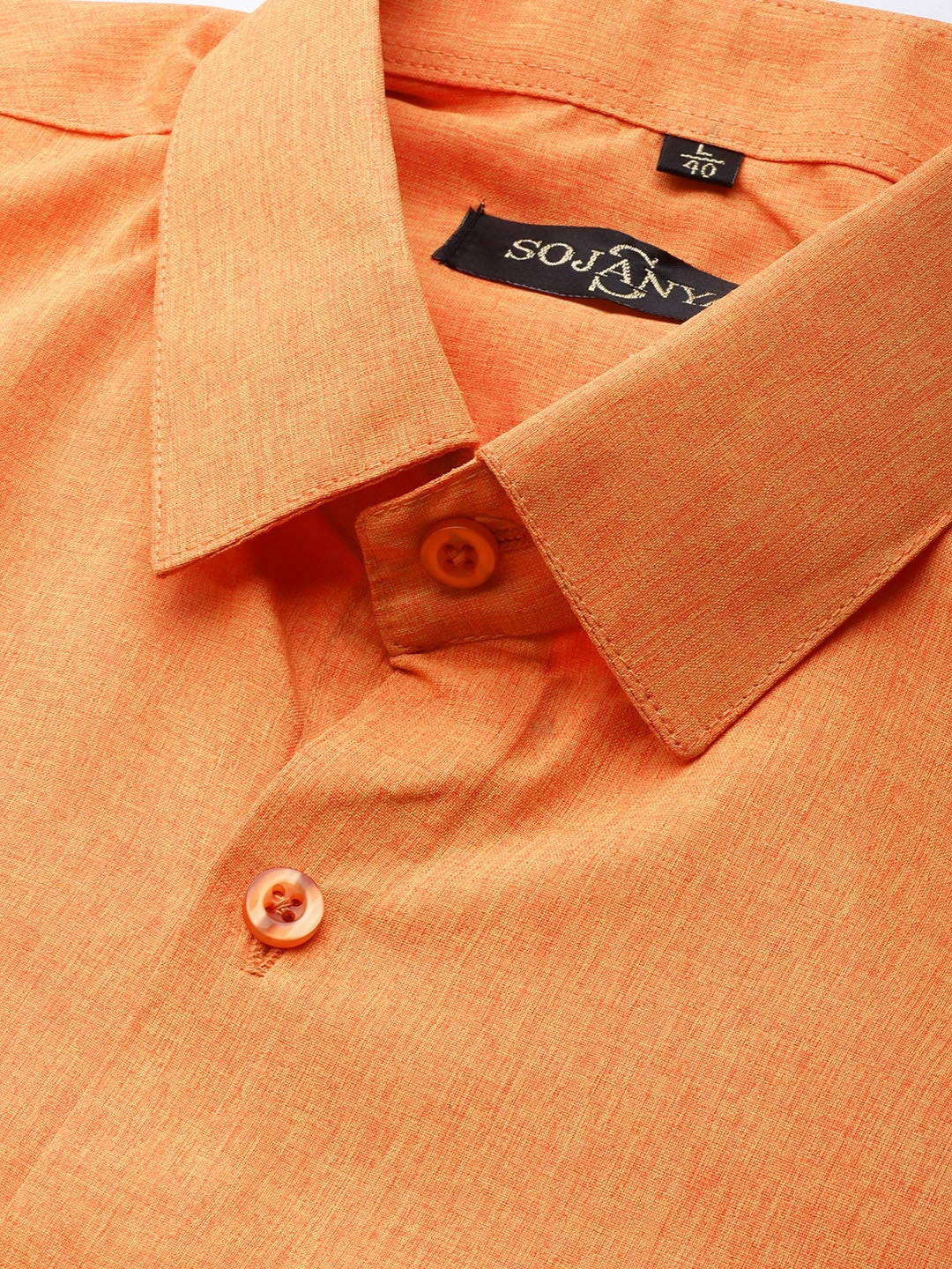 Men's Cotton Orange Casual Shirt